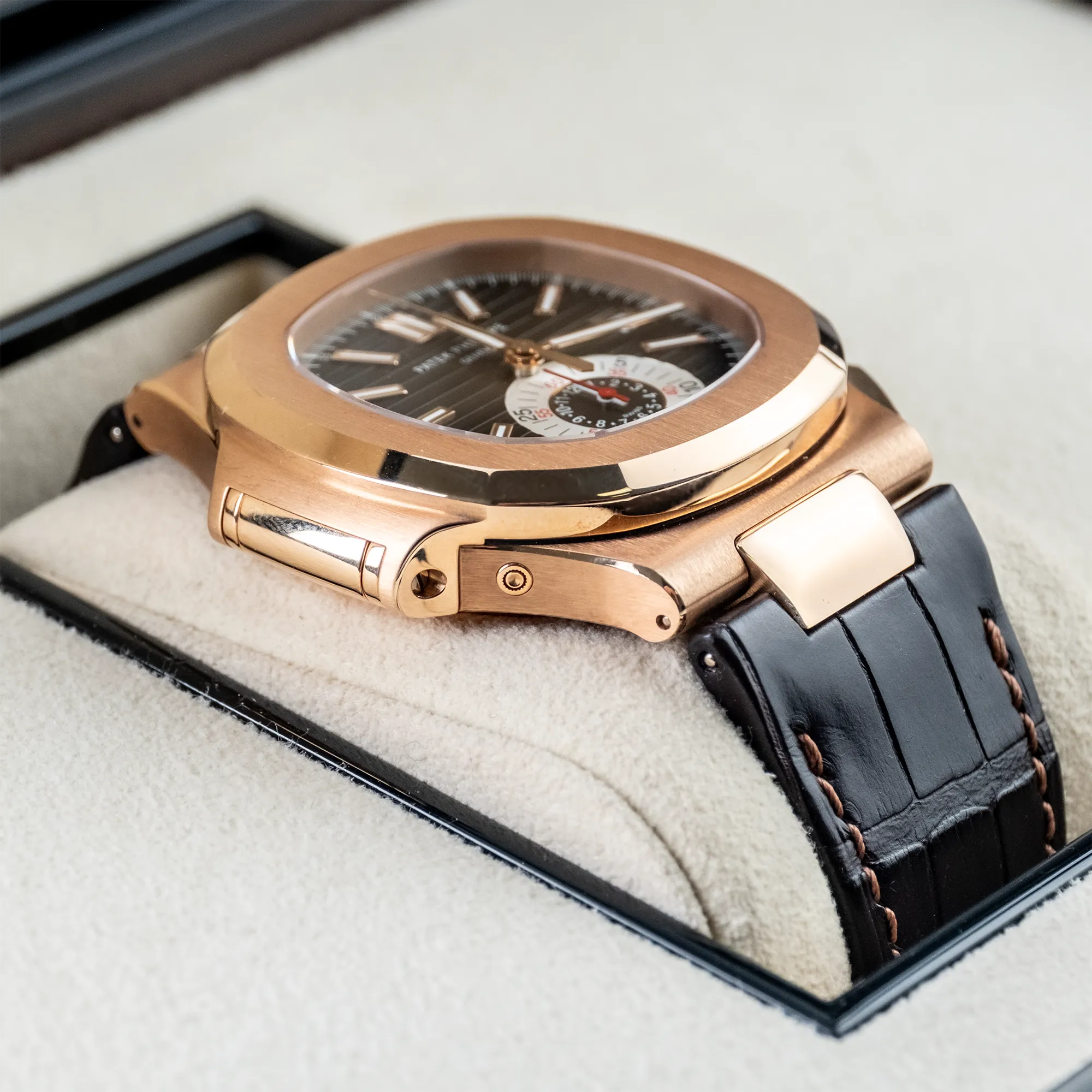 Patek Philippe Nautilus Chronograph Brown Dial 5980R-001 - Left