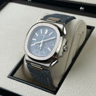 Patek Philippe Nautilus Flyback Chronograph White Gold Blue Gray Dial 5980/60G-001 - Side 2