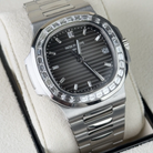 Patek Philippe Nautilus Grey Dial Diamond Bezel Platinum 5711/110P-001 - Pre-Owned - Left