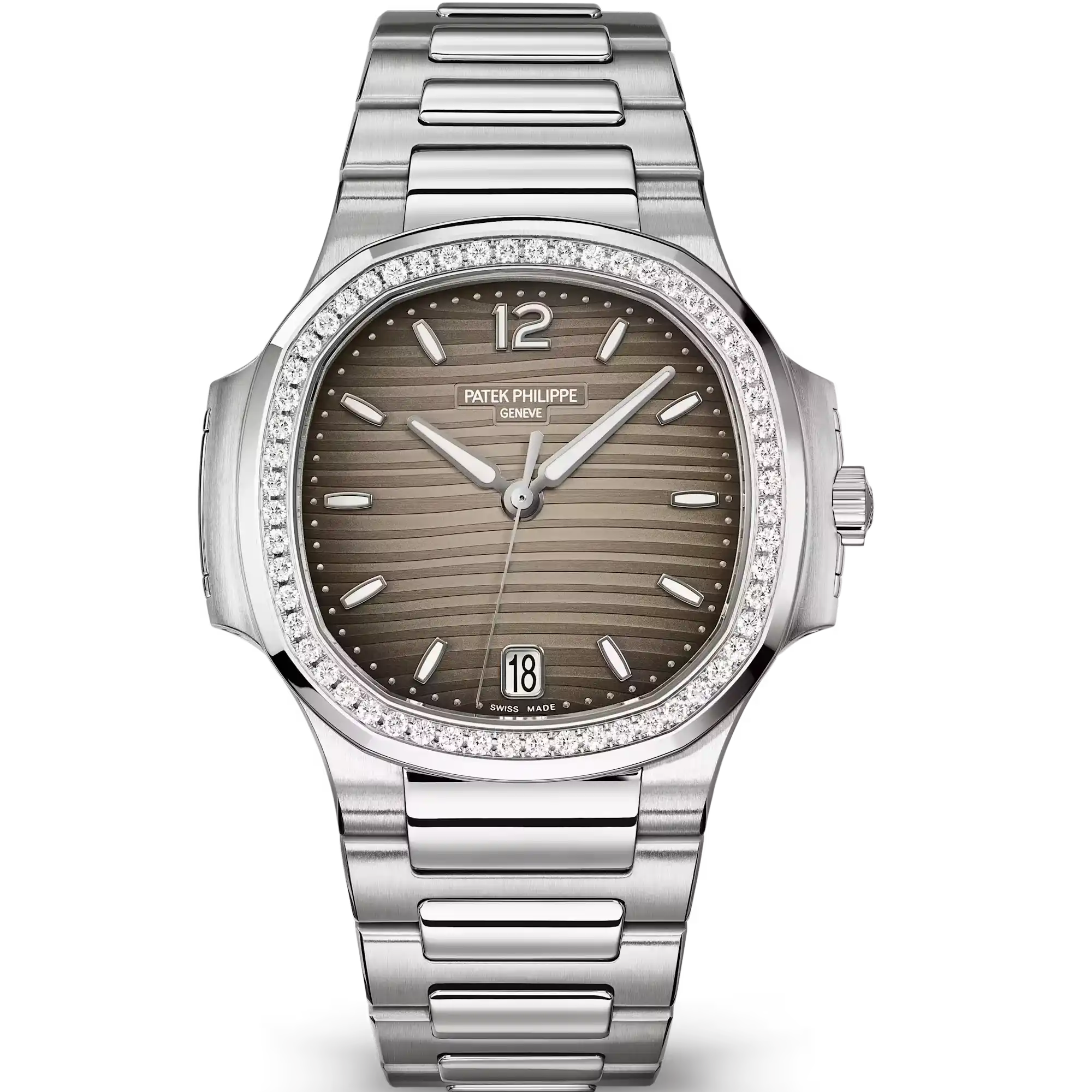 Patek Philippe Nautilus Lady Gray Dial Diamond Bezel Steel 7118/1200A-011