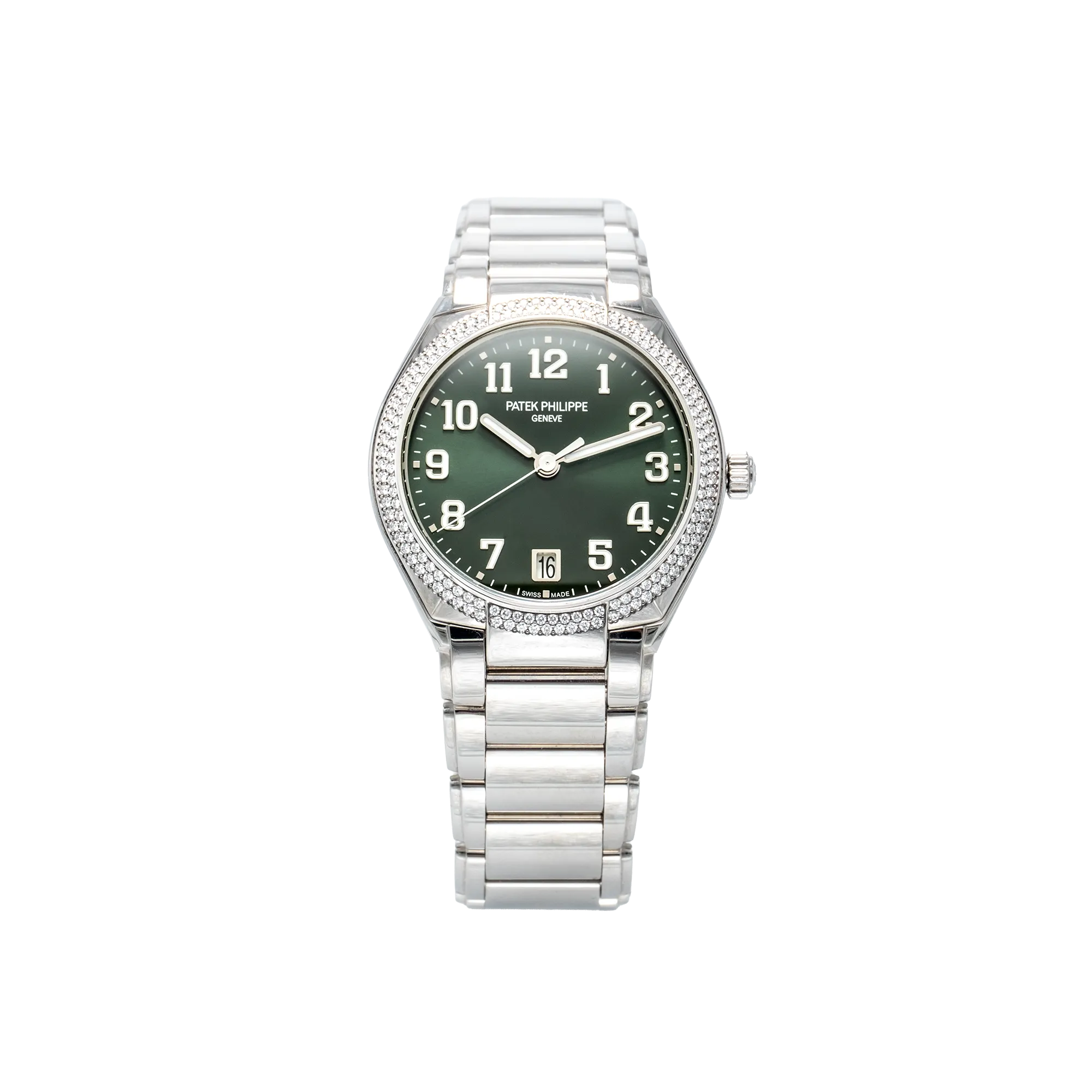 Patek Philippe Twenty~4 Green Dial Diamond Bezel 7300/1200A - Front