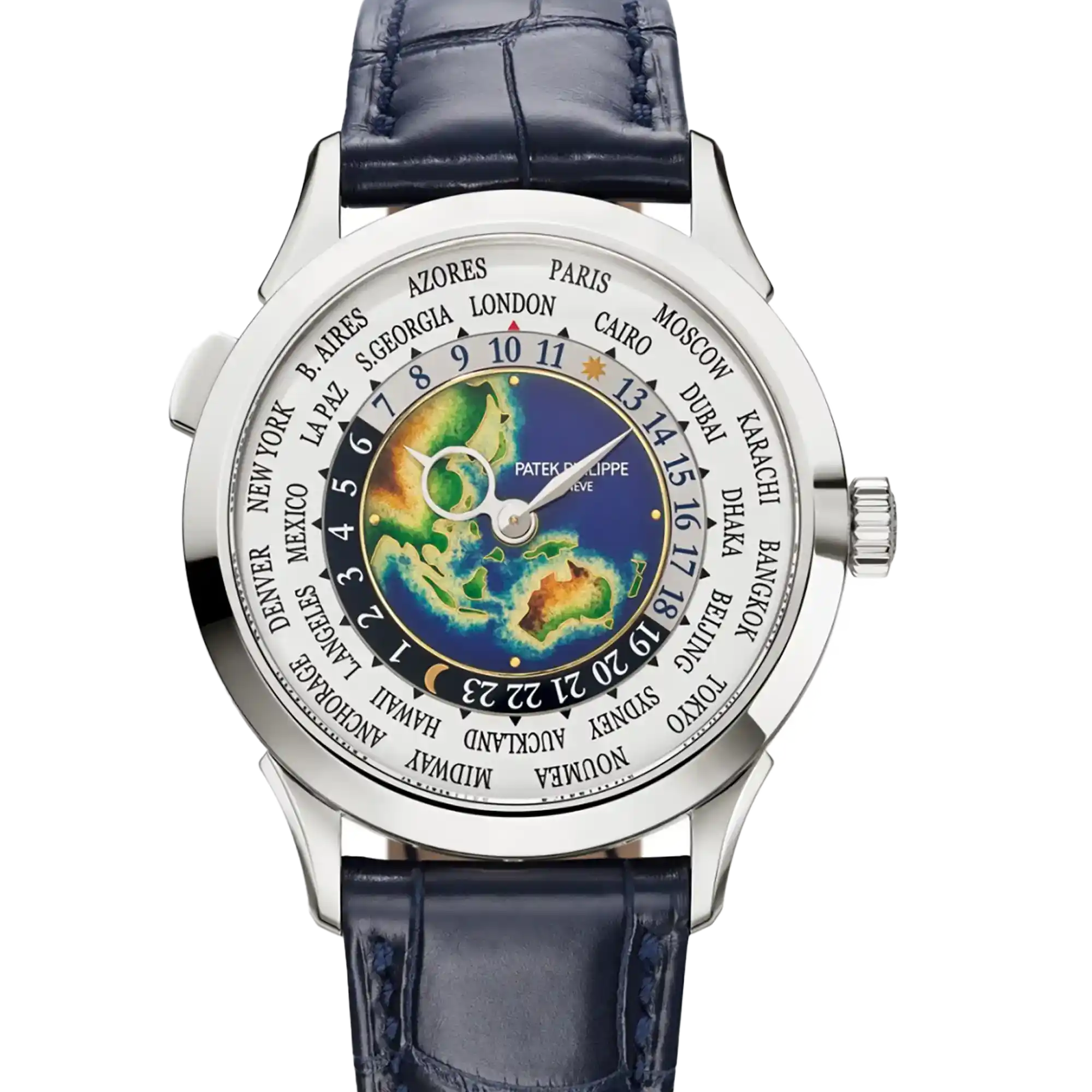 Patek Philippe World Time Complications White Gold Grand Feu Cloisonne Enamel Dial 38.5mm 5231G-001