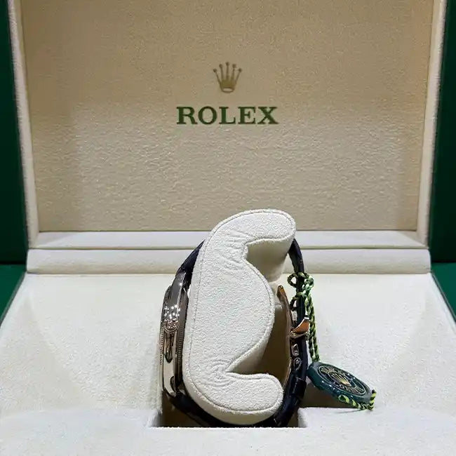 Rolex 1908 White Gold Black Dial Black Alligator Strap 52509 - Crown