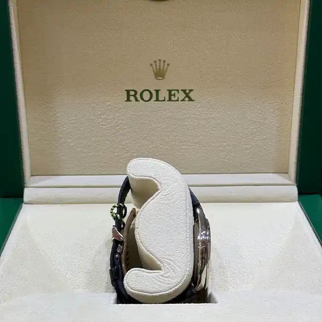 Rolex 1908 White Gold Black Dial Black Alligator Strap 52509 - Side