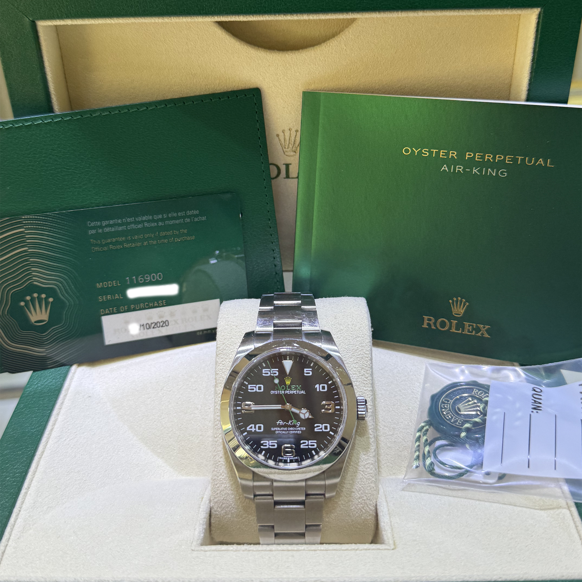 Rolex Air King Black Dial Oystersteel 116900 - 2020 Pre-owned - Full Set