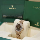 Rolex Datejust 28 Chocolate Diamond Rose Gold President 279135RBR - Crown