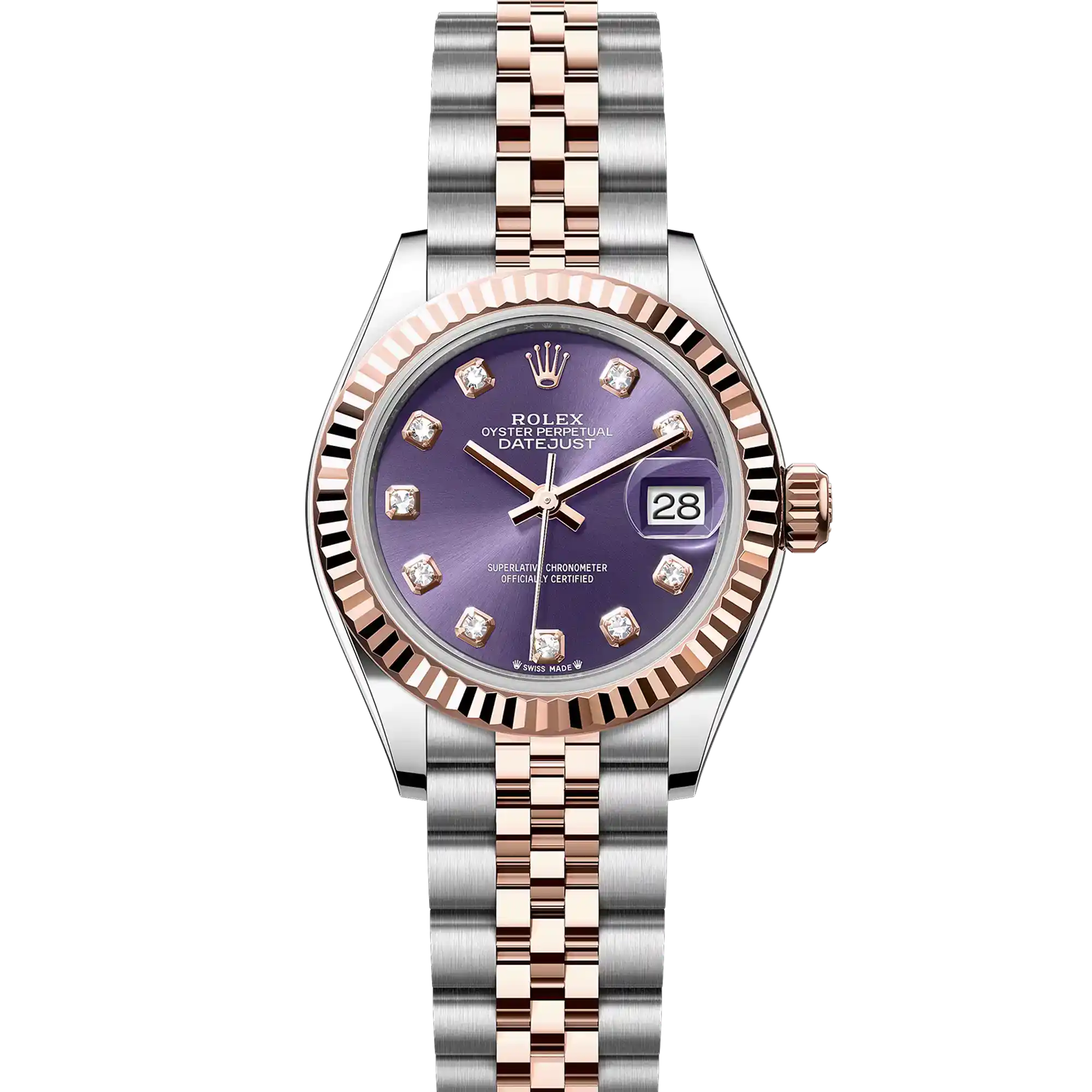 Rolex Datejust 28 Purple Diamond Oystersteel Rose Gold Jubilee 279171