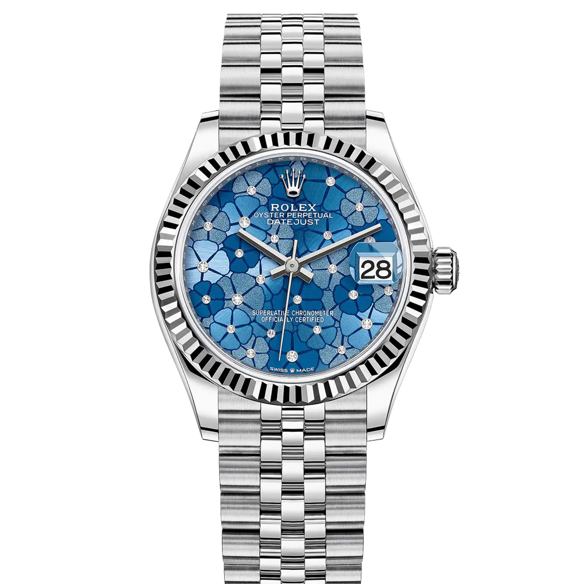 Rolex Datejust 31 Blue Floral Motif Diamond Dial Jubilee 278274