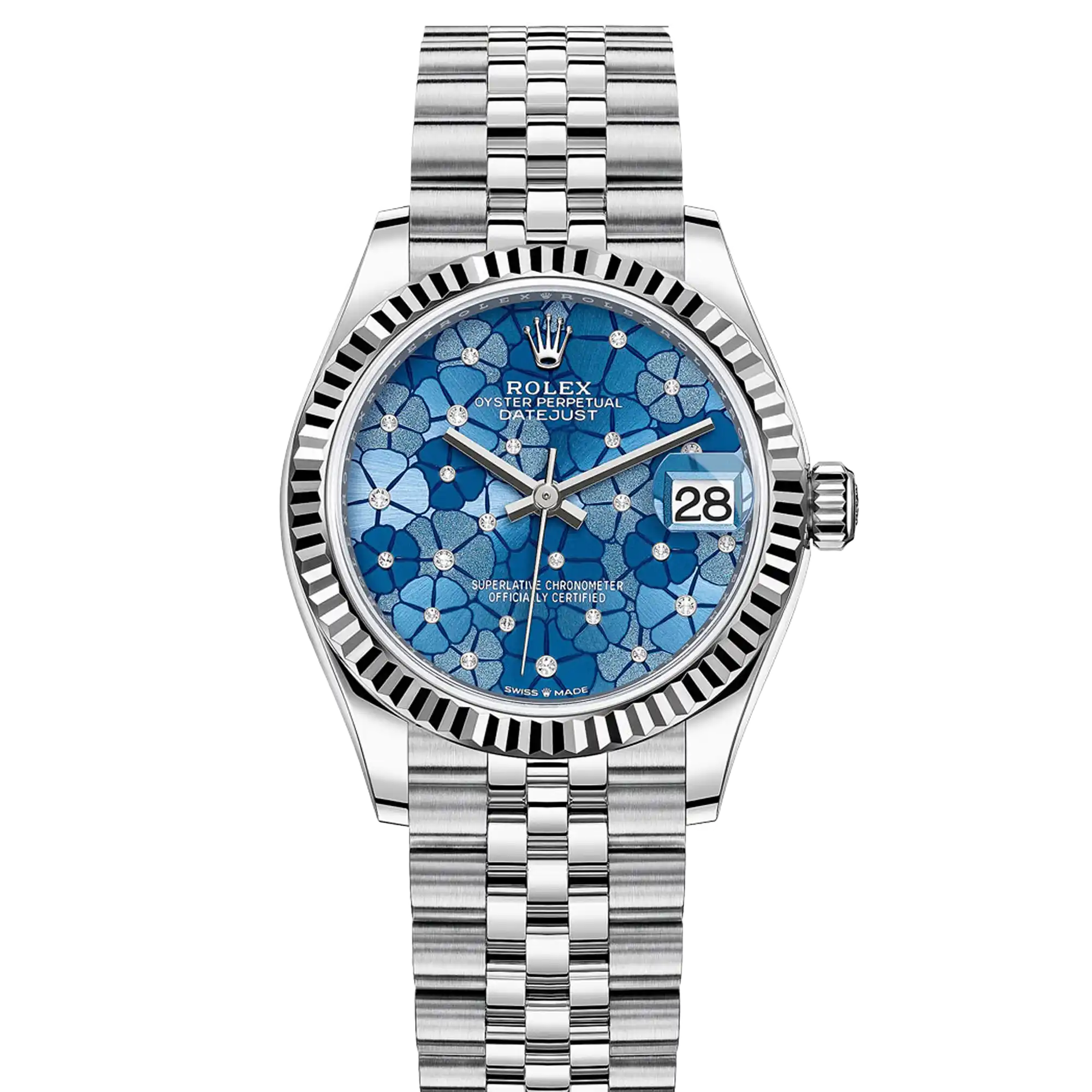 Rolex Datejust 31 Blue Floral Motif Diamond Dial Oyster 278274