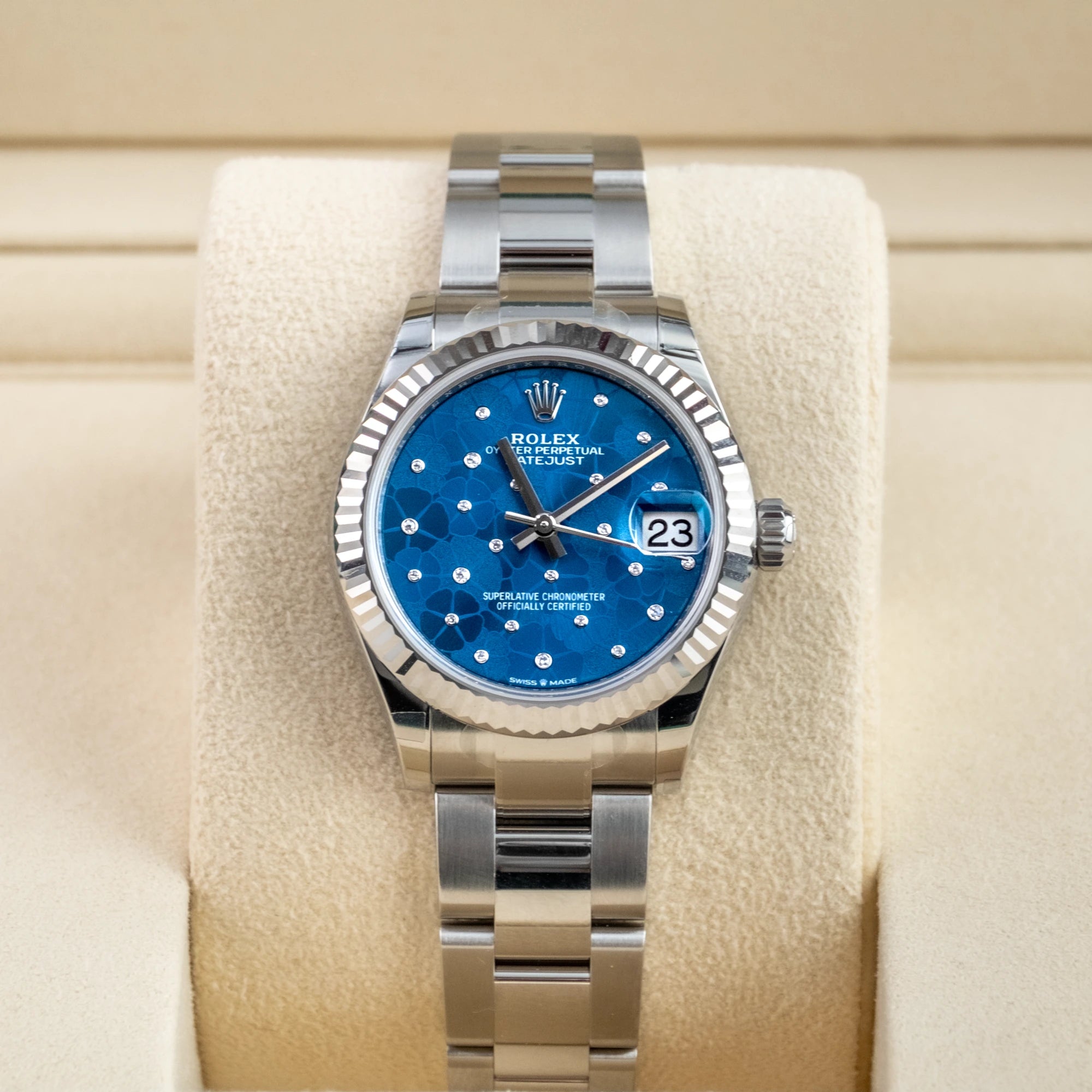 Rolex Datejust 31 Blue Floral Motif Diamond Dial Oyster 278274 - In box