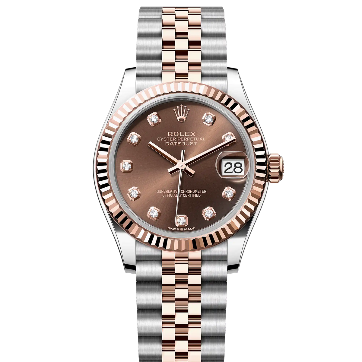 Rolex Datejust 31 Chocolate Diamond Dial Oystersteel Rose Gold 