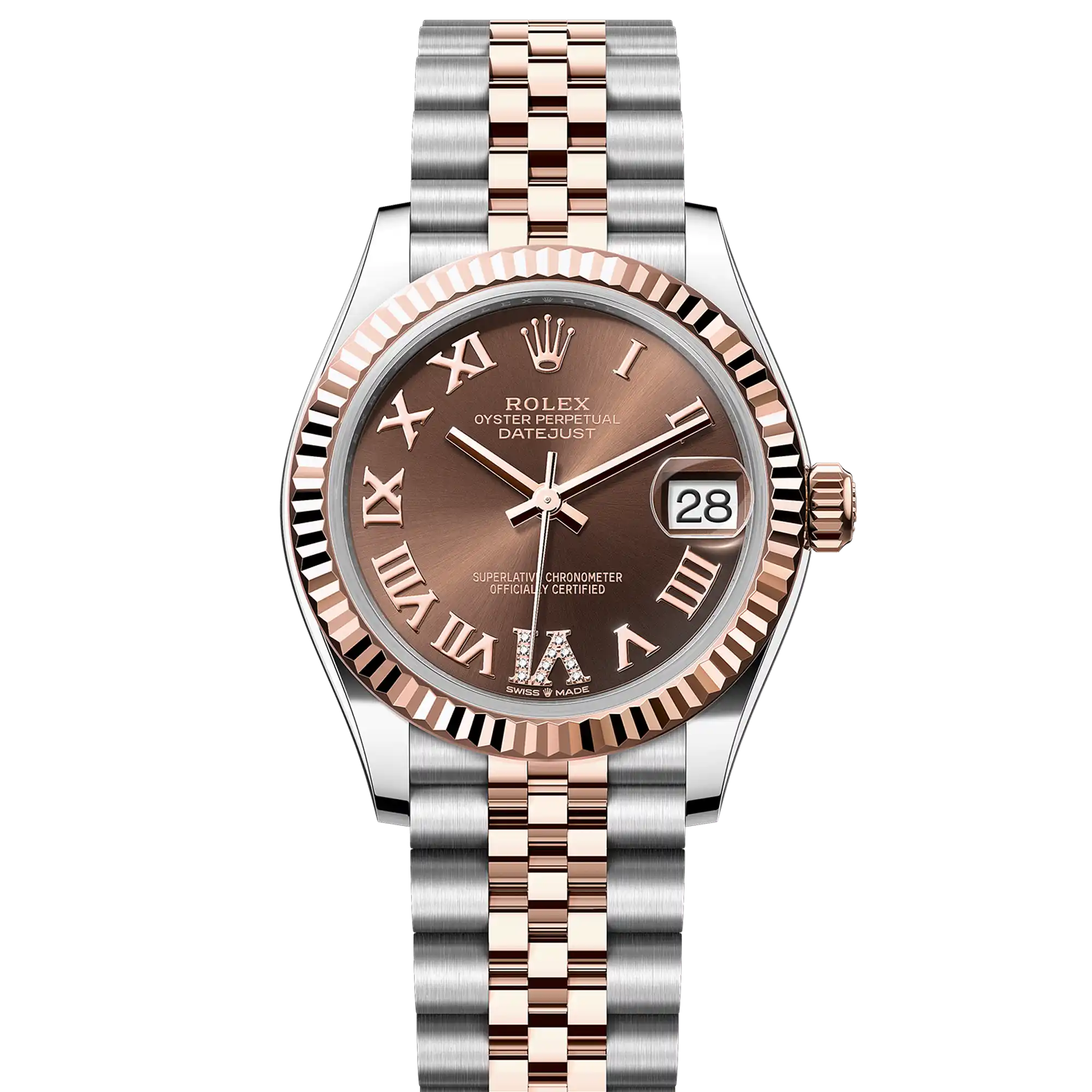Rolex Datejust 31 Chocolate Roman Diamond Oystersteel Rose Gold Jubilee 278271