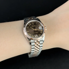 Rolex Datejust 31 Chocolate Roman Diamond Oystersteel Rose Gold Jubilee 278271 - On wrist