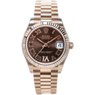 Rolex Datejust 31 Chocolate Roman Diamond Rose Gold President 278275 - Fron