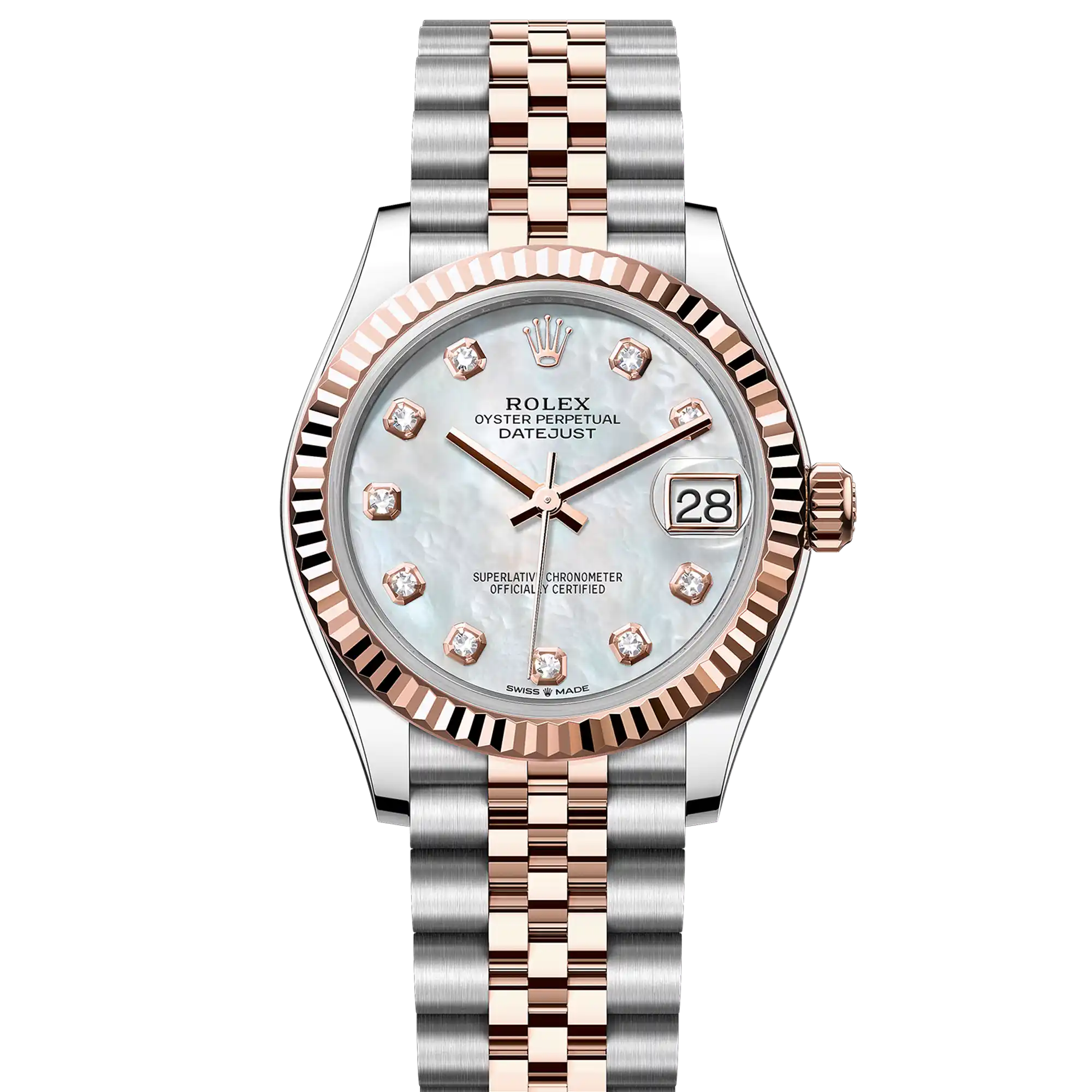 Rolex Datejust 31 Mother Of Pearl Diamond Oystersteel Rose Gold Jubilee 278271