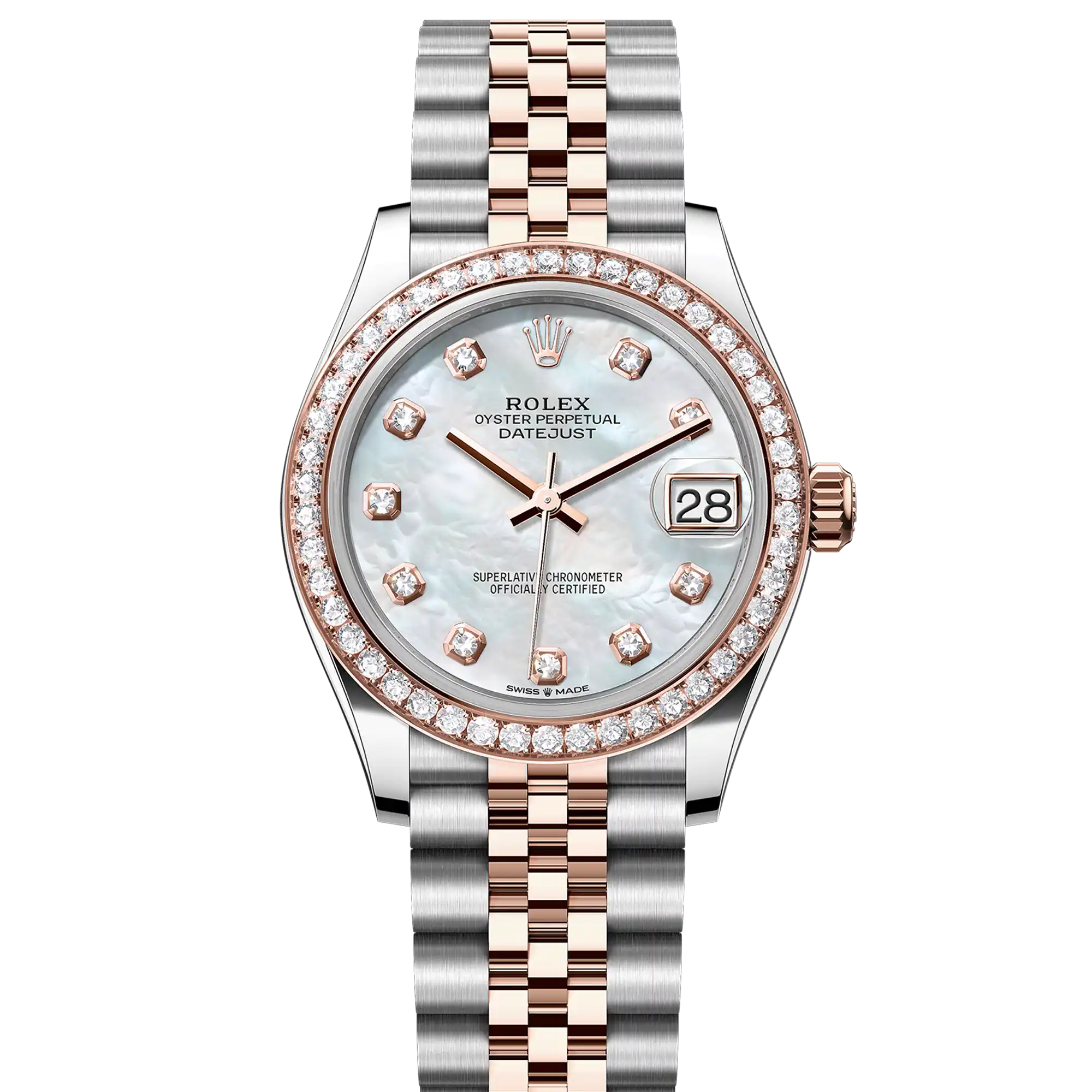 Rolex Datejust 31 Mother of Pearl Diamond Oystersteel Rose Gold Jubilee 278381RBR