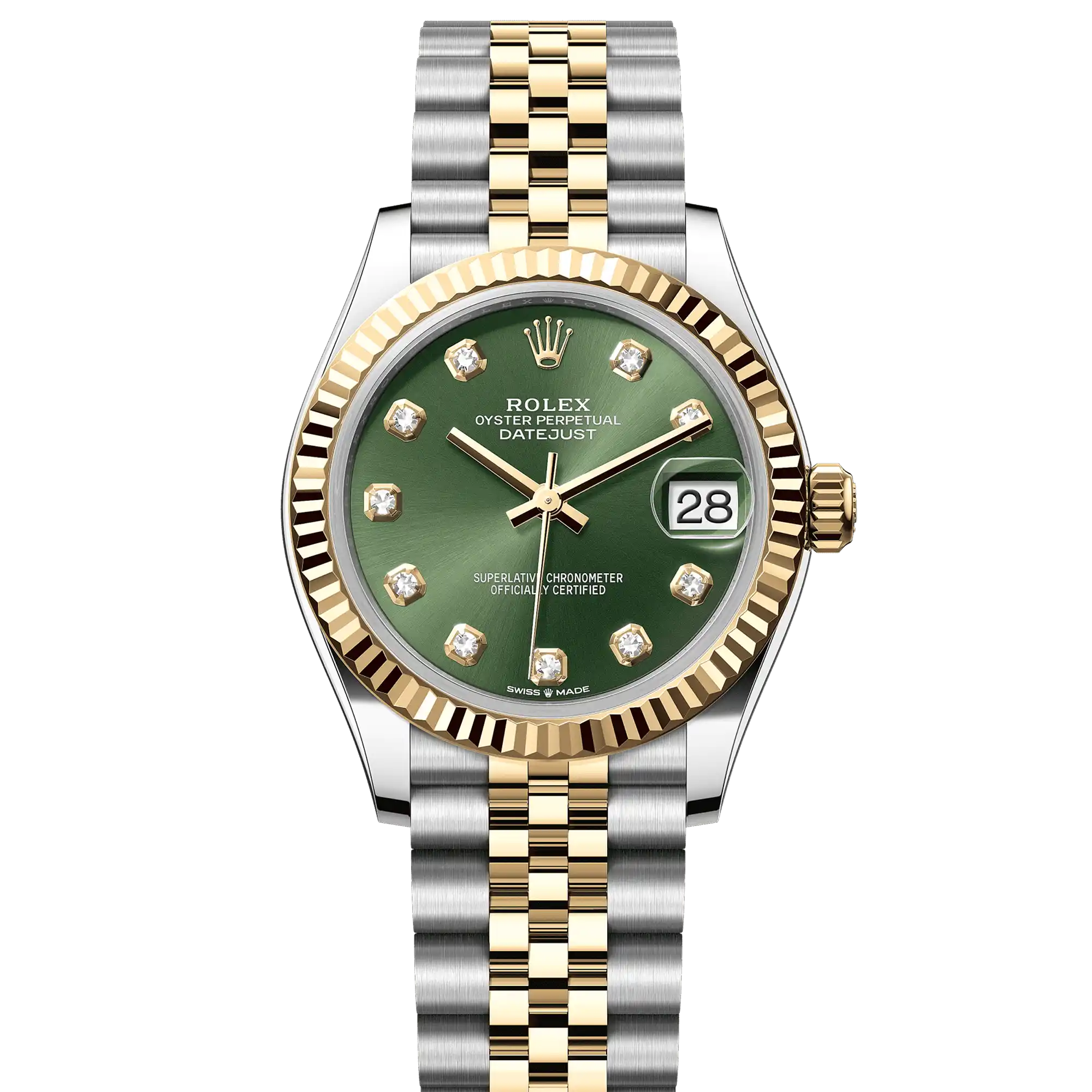 Rolex Datejust 31 Olive Green Diamond Oystersteel Yellow Gold Jubilee 278273