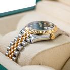 Rolex Datejust 31 Olive Green Diamond Oystersteel Yellow Gold Jubilee 278273 - Crown side