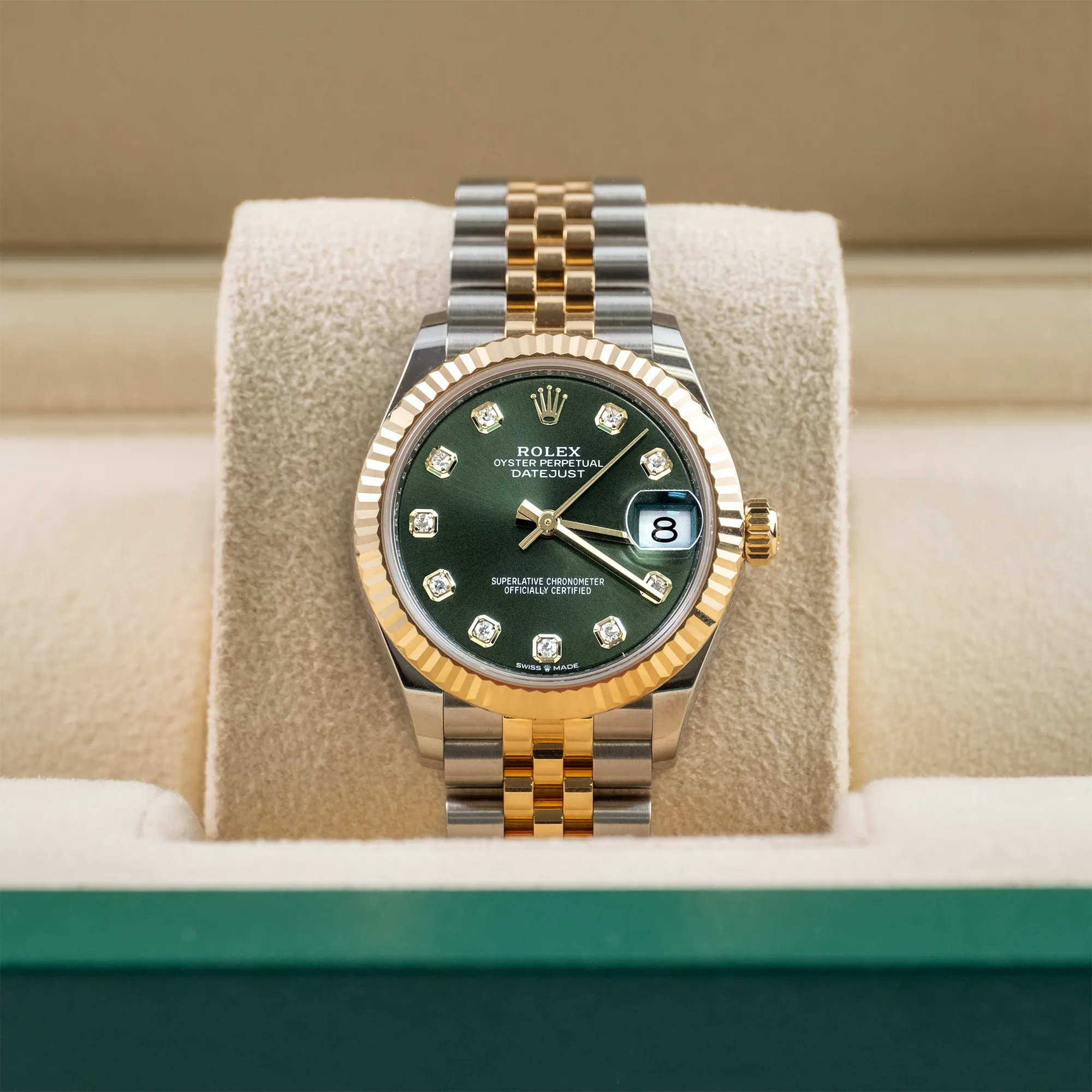 Rolex Datejust 31 Olive Green Diamond Oystersteel Yellow Gold Jubilee 278273 - In box 1