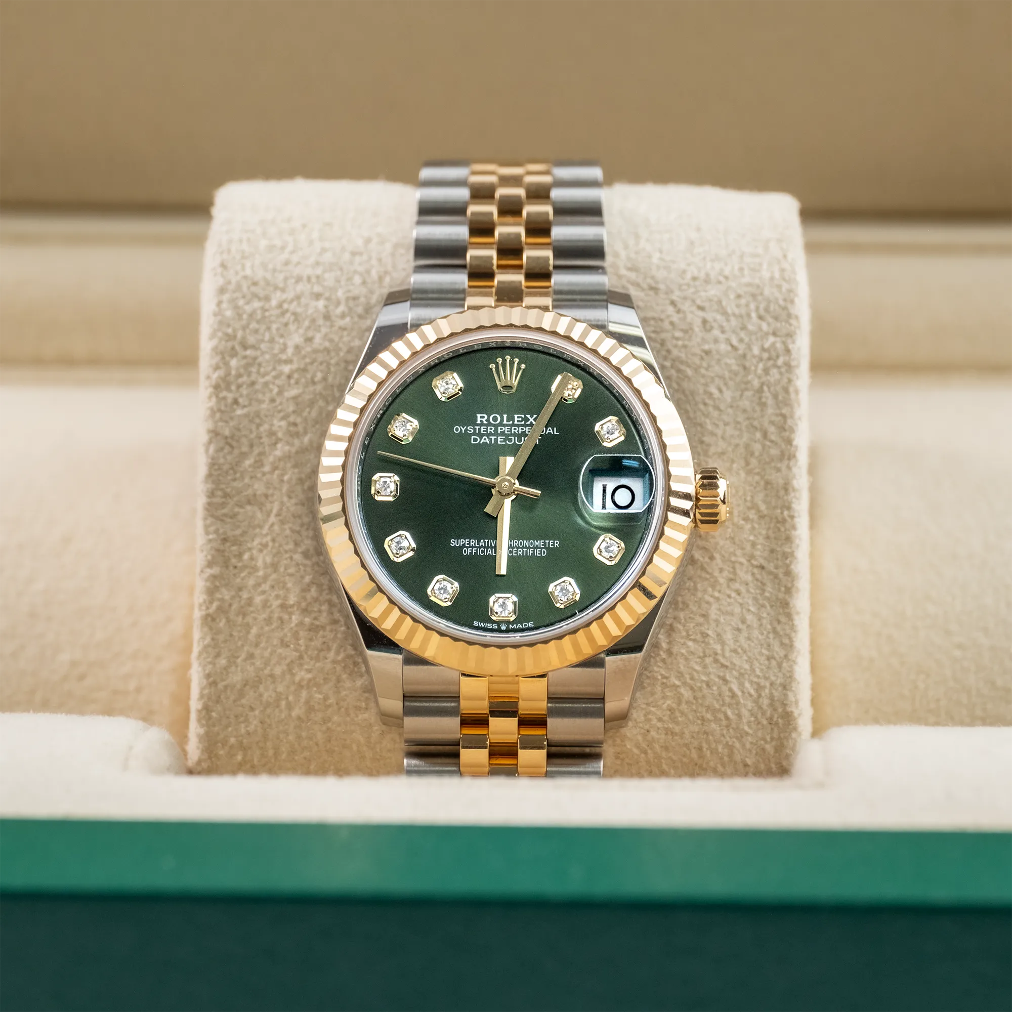 Rolex Datejust 31 Olive Green Diamond Oystersteel Yellow Gold Jubilee 278273 - In box 2