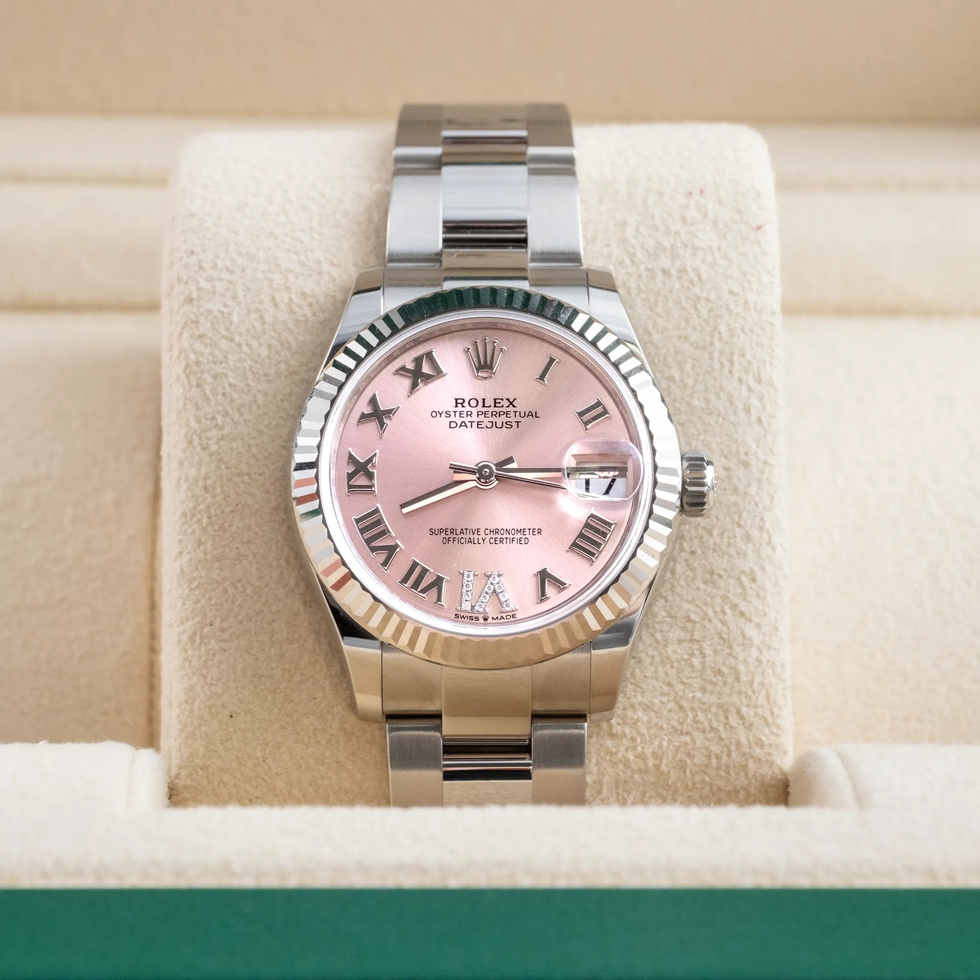 Rolex Datejust 31 Pink Roman Diamond Oystersteel White Gold Oyster 278274 - In box