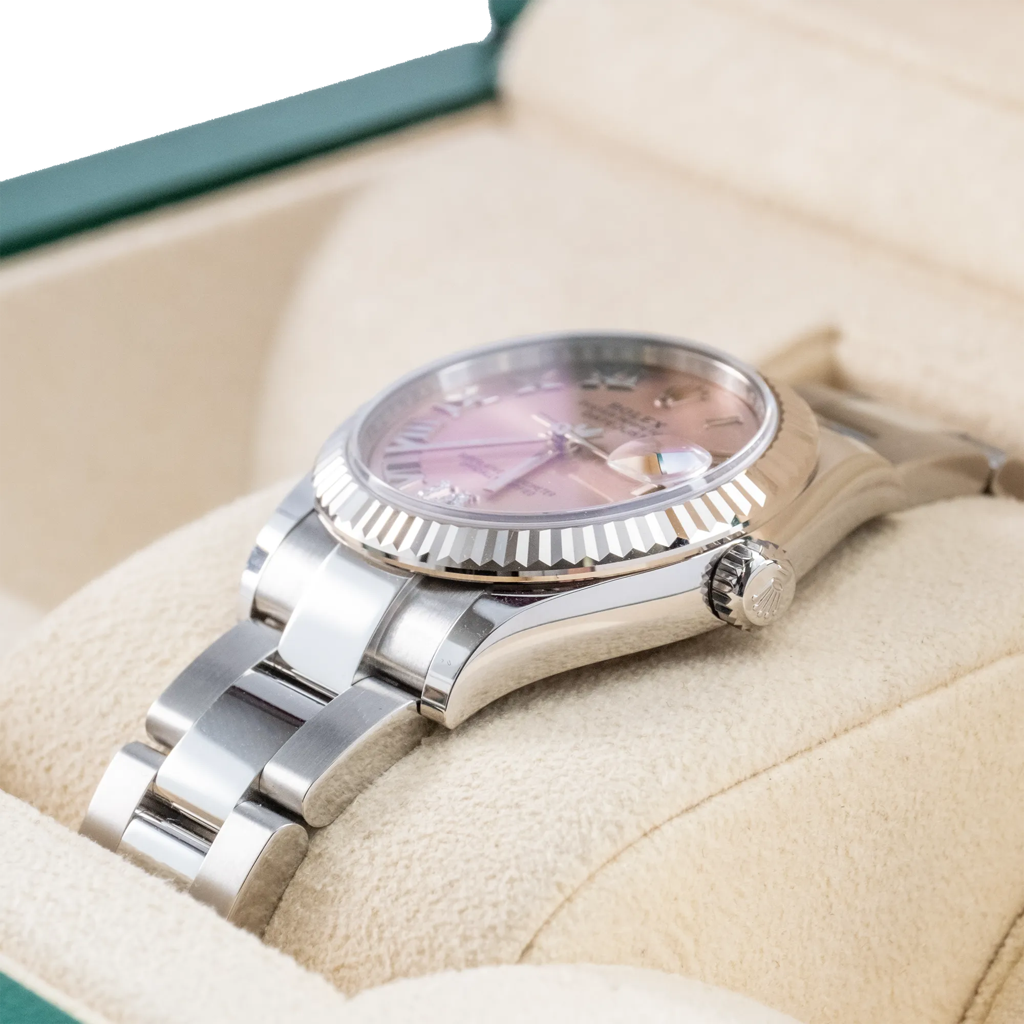 Rolex Datejust 31 Pink Roman Diamond Oystersteel White Gold Oyster 278274 - Right