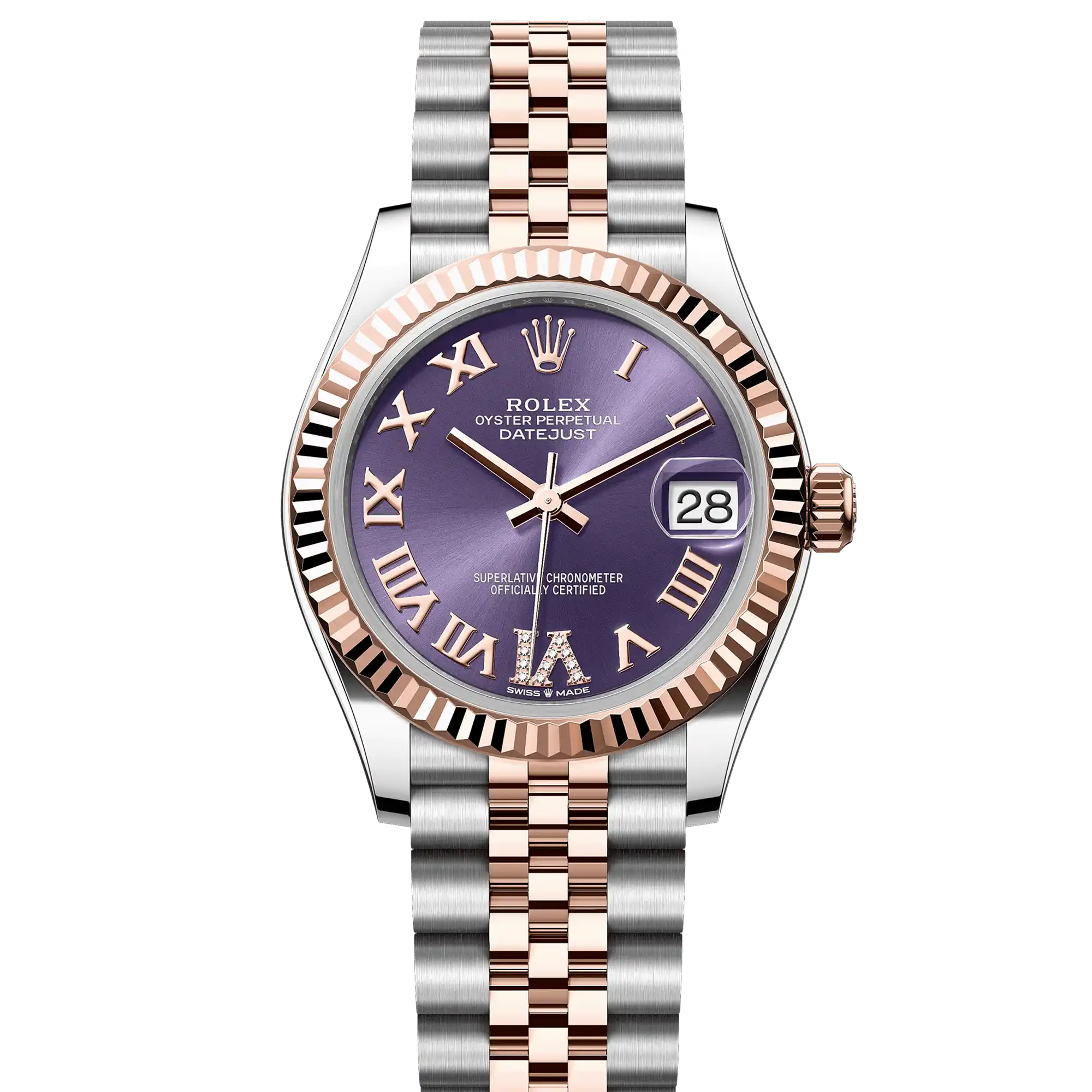 Rolex Datejust 31 Purple Roman Diamond Oystersteel Rose Gold Jubilee 278271