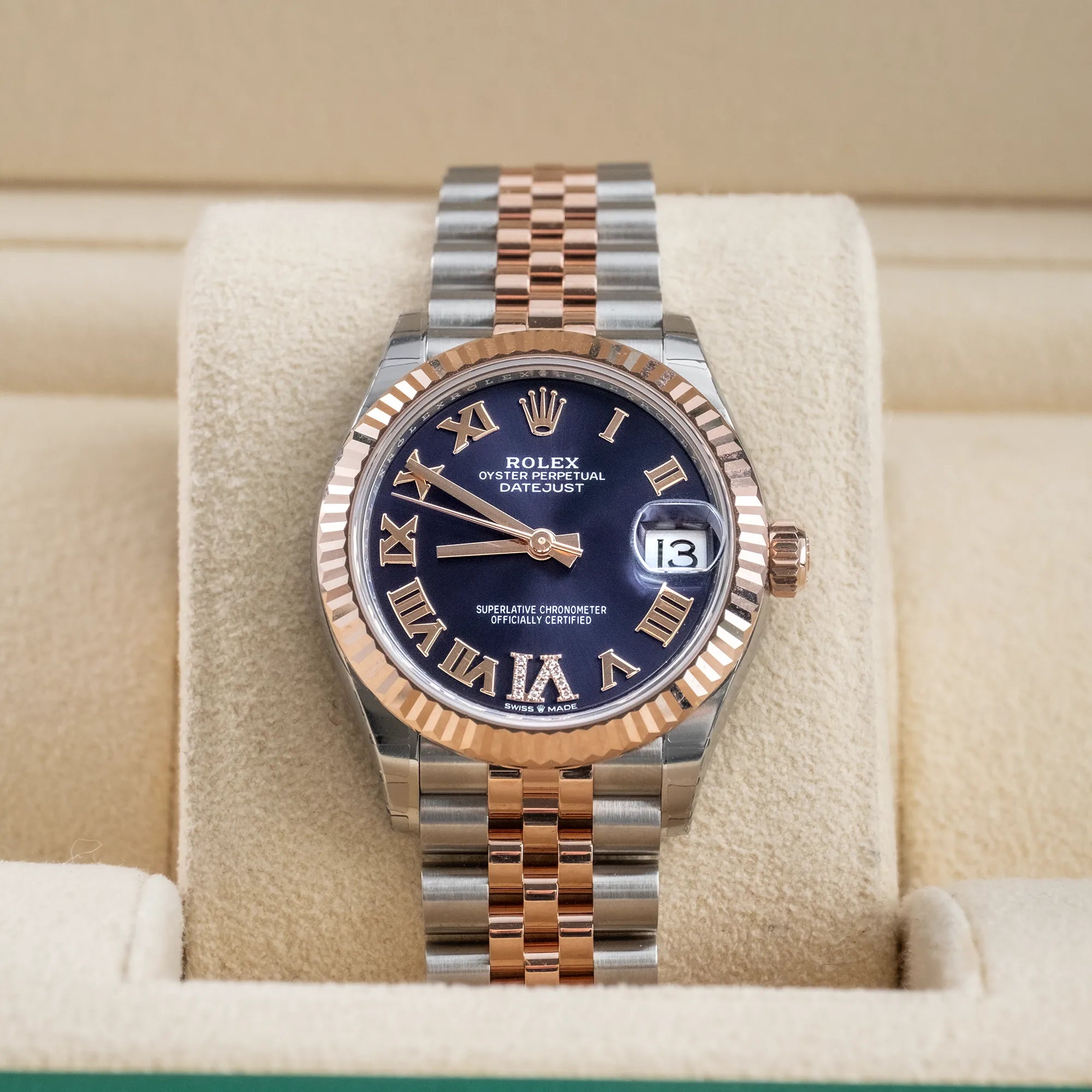 Rolex Datejust 31 Purple Roman Diamond Oystersteel Rose Gold Jubilee 278271 - In box