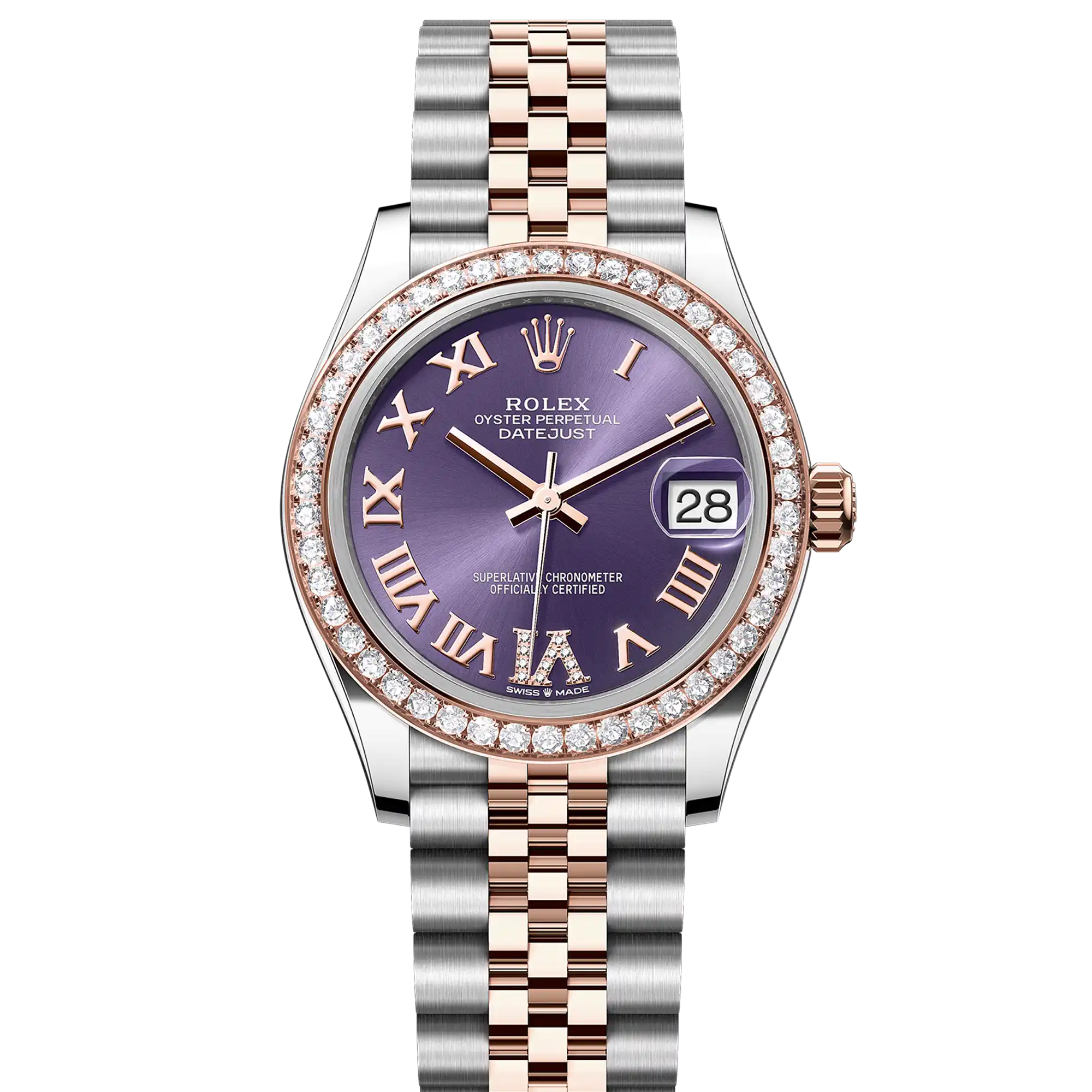 Rolex Datejust 31 Purple Roman Diamond Oystersteel Rose Gold Jubilee 278381RBR