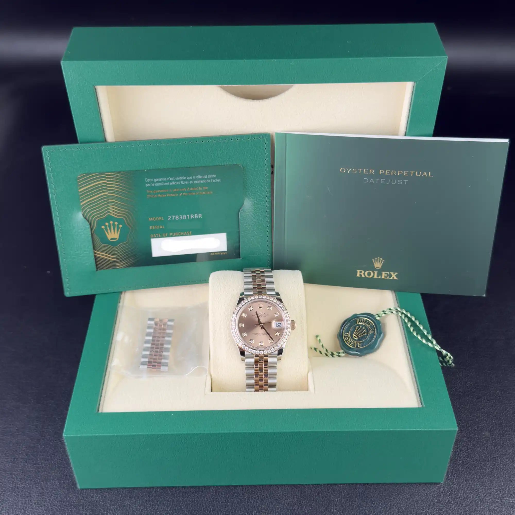 Rolex Datejust 31 Rose Diamond Oystersteel Rose Gold Jubilee 278381RBR -  Full set