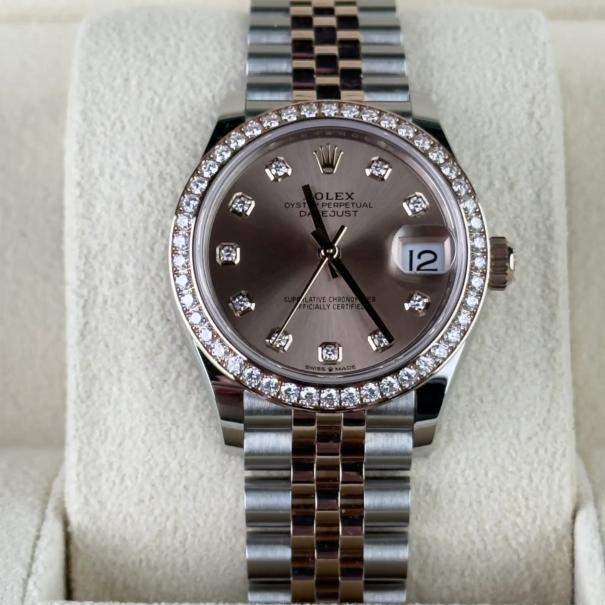 Rolex Datejust 31 Rose Diamond Oystersteel Rose Gold Jubilee 278381RBR - front