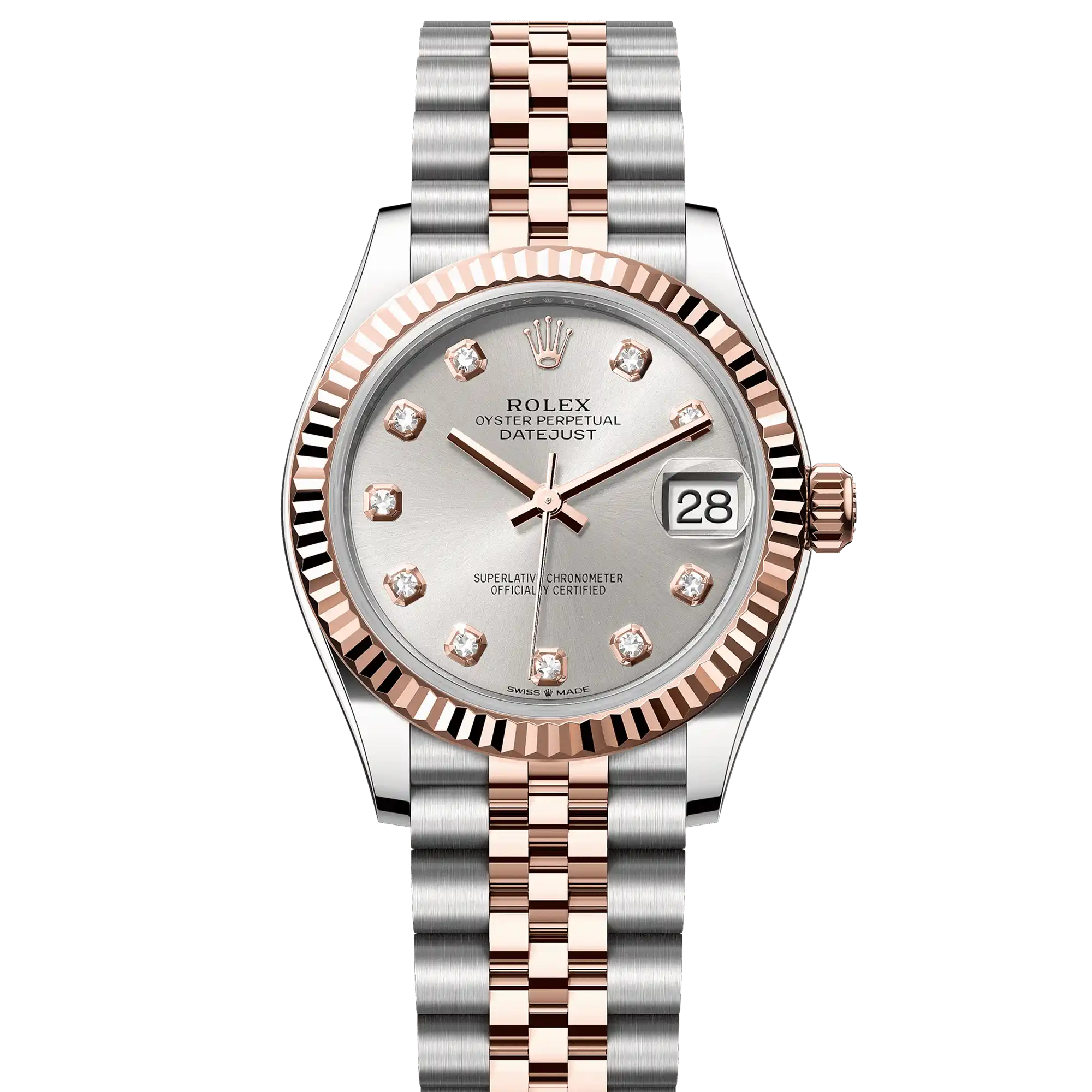 Rolex Datejust 31 Silver Diamond Oystersteel Rose Gold Jubilee 278271