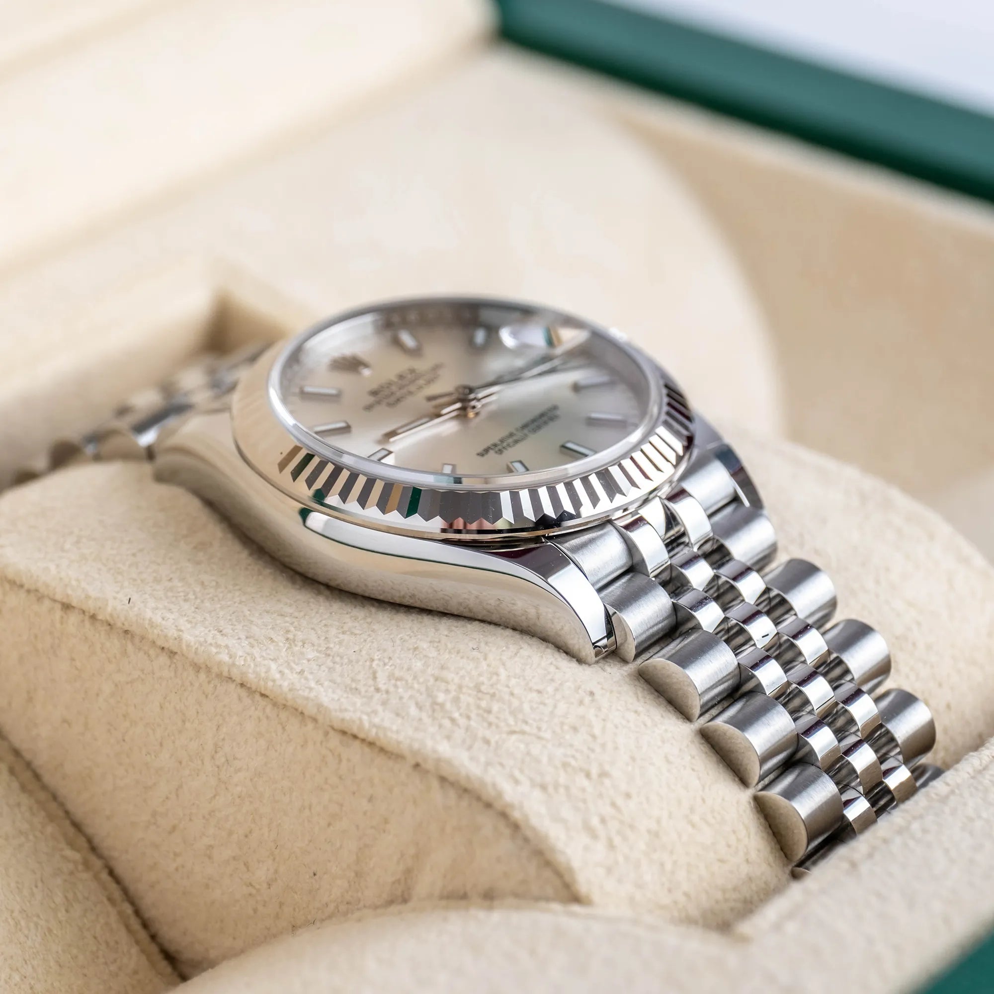 Rolex Datejust 31 Silver Index Oystersteel White Gold Jubilee 278274 - Left