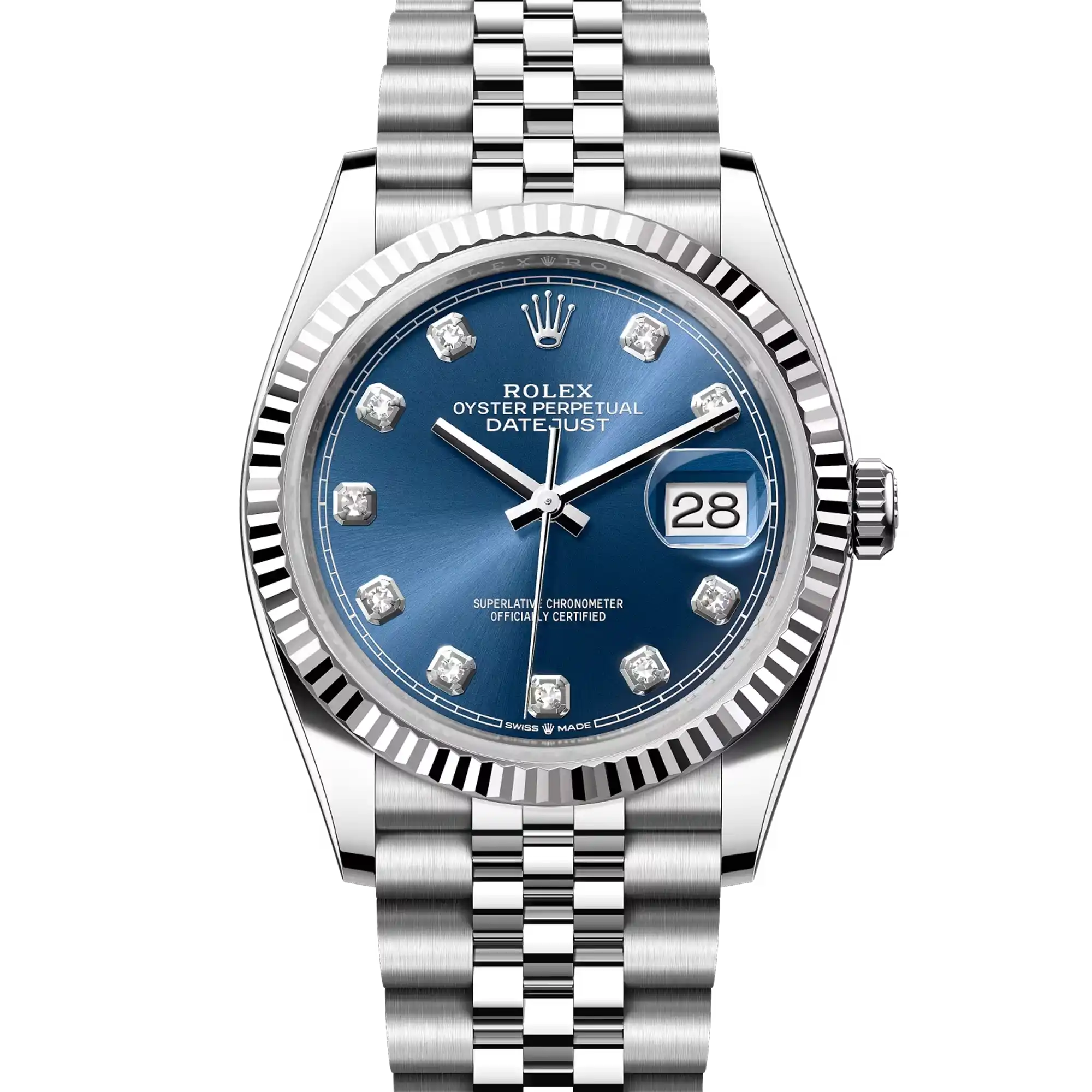 Rolex Datejust 36 Blue Diamond Oystersteel White Gold Jubilee 126234