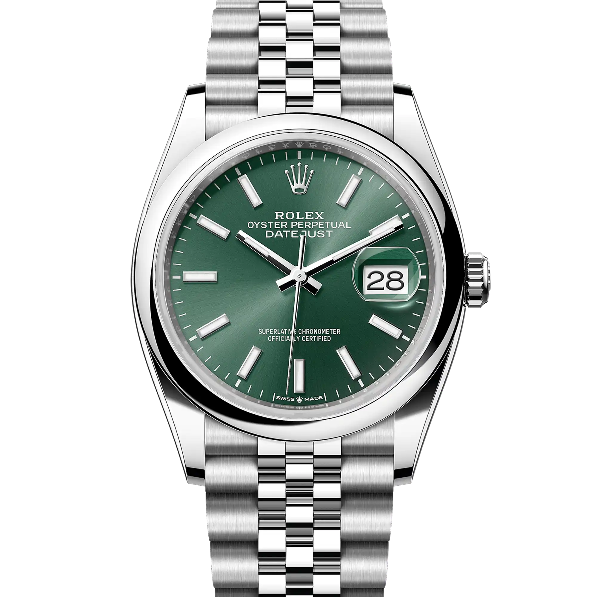 Rolex Datejust 36 Green Index Oystersteel Jubilee 126200