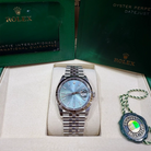 Rolex Datejust 36 Green Index Oystersteel White Gold Jubilee 126234 - Full set