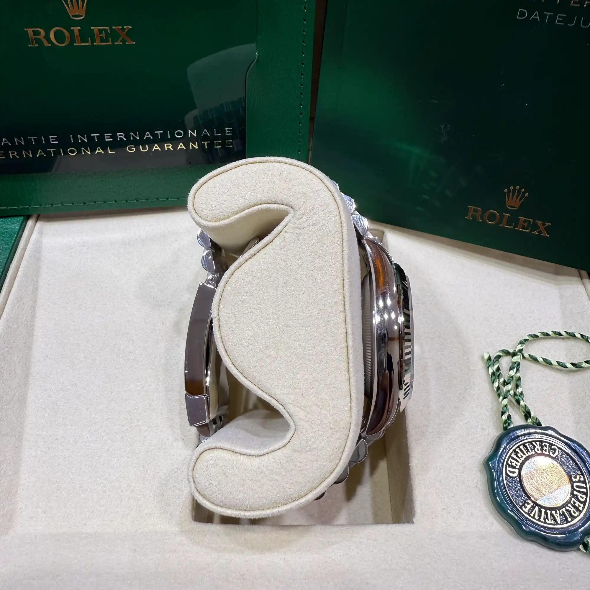 Rolex Datejust 36 Green Index Oystersteel White Gold Jubilee 126234 - Side