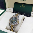 Rolex Datejust 36 Green Roman Diamond Oystersteel Yellow Gold Jubilee 126283RBR - Crown