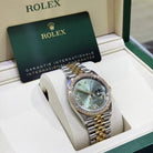 Rolex Datejust 36 Green Roman Diamond Oystersteel Yellow Gold Jubilee 126283RBR - Side