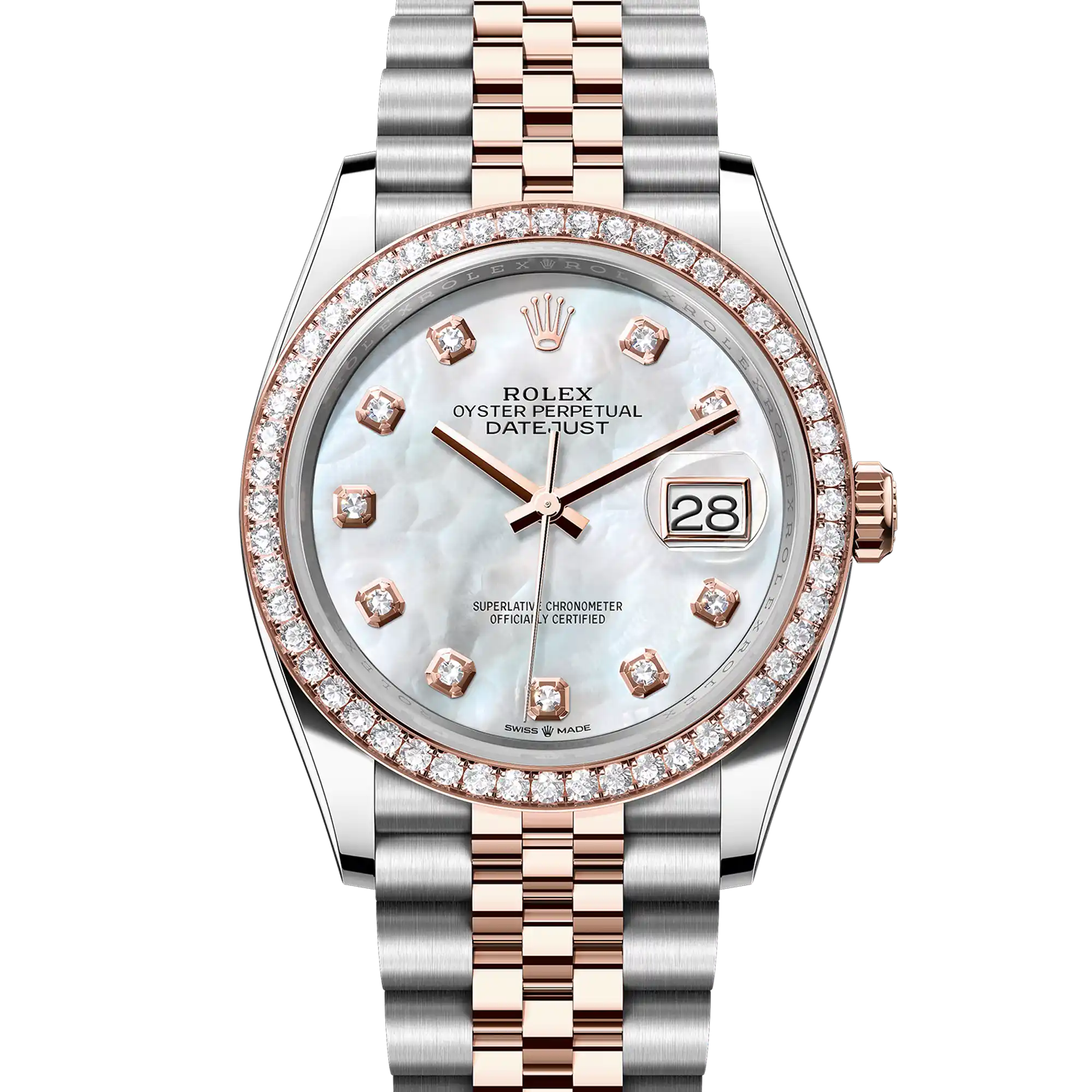 Rolex Datejust 36 Mother Of Pearl Diamond Oystersteel Rose Gold Jubilee 126281RBR
