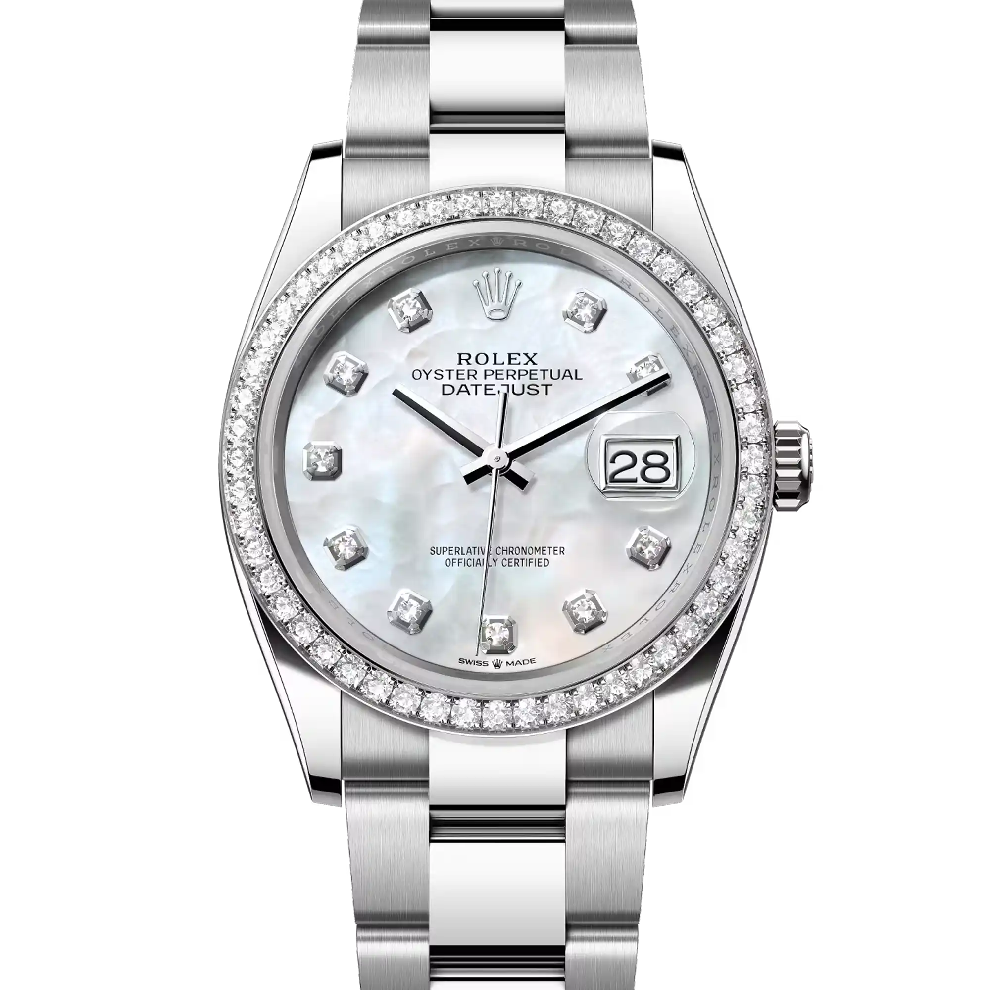 Rolex Datejust 36 Mother of Pearl Dial Diamond Bezel Oyster 126284RBR