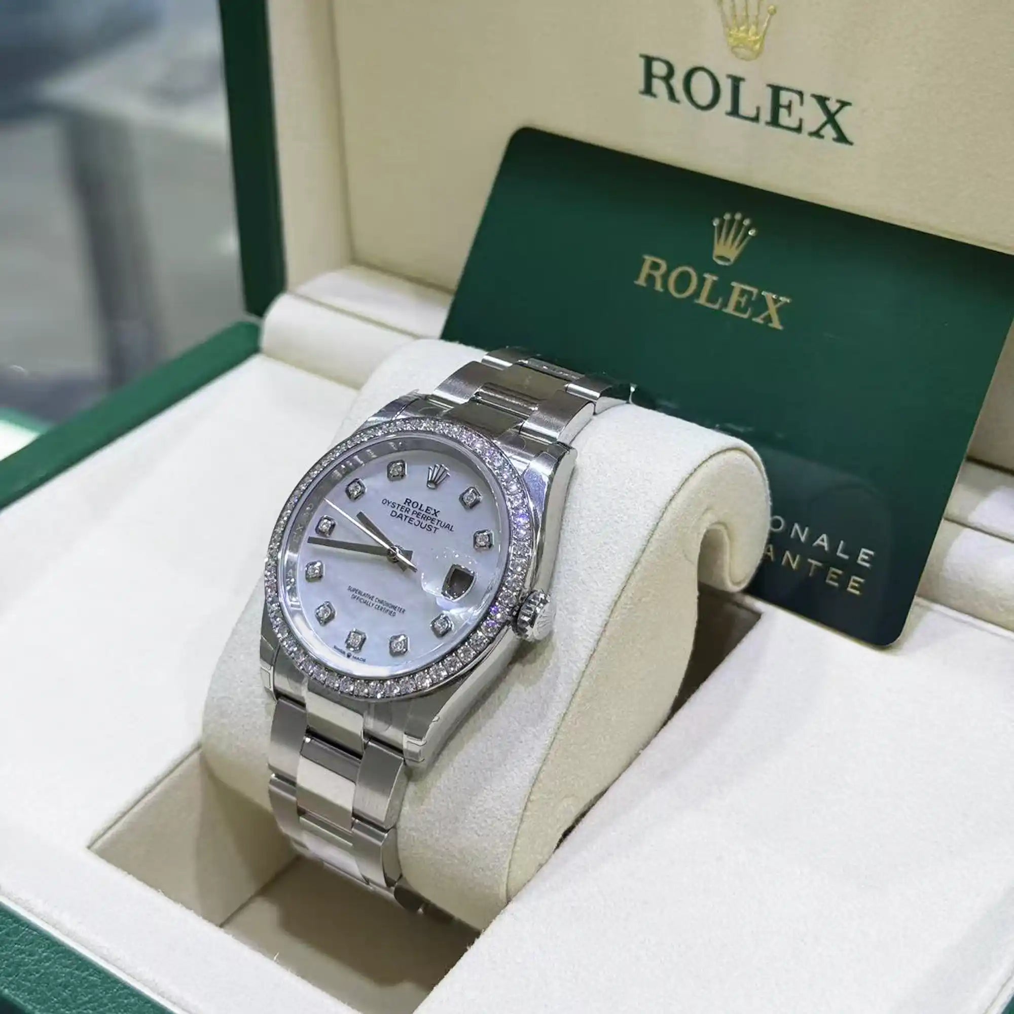 Rolex Datejust 36 Mother of Pearl Dial Diamond Bezel Oyster 126284RBR - Right