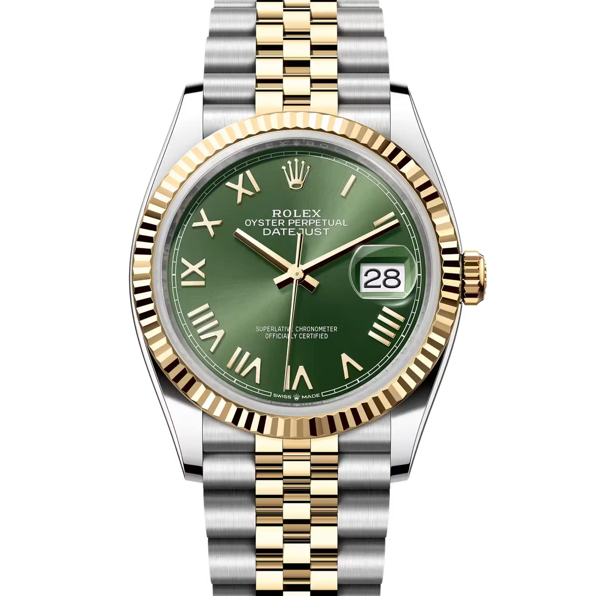 Rolex Datejust 36 Olive Green Yellow Gold Oystersteel Jubilee 126233 - 2026 New Releases