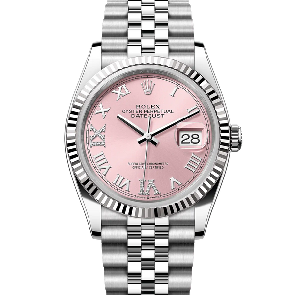 Rolex Datejust 36 Pink Roman Diamond Oystersteel White Gold