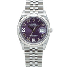 Rolex Datejust 36 Purple Roman Diamond Oystersteel White Gold Jubilee 126234 - Front