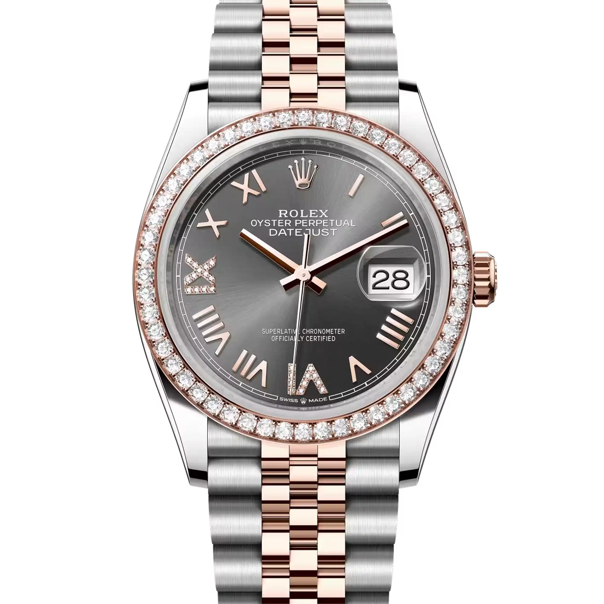 Rolex Datejust 36 Slate Diamond Oystersteel Rose Gold Jubilee 126281RBR 