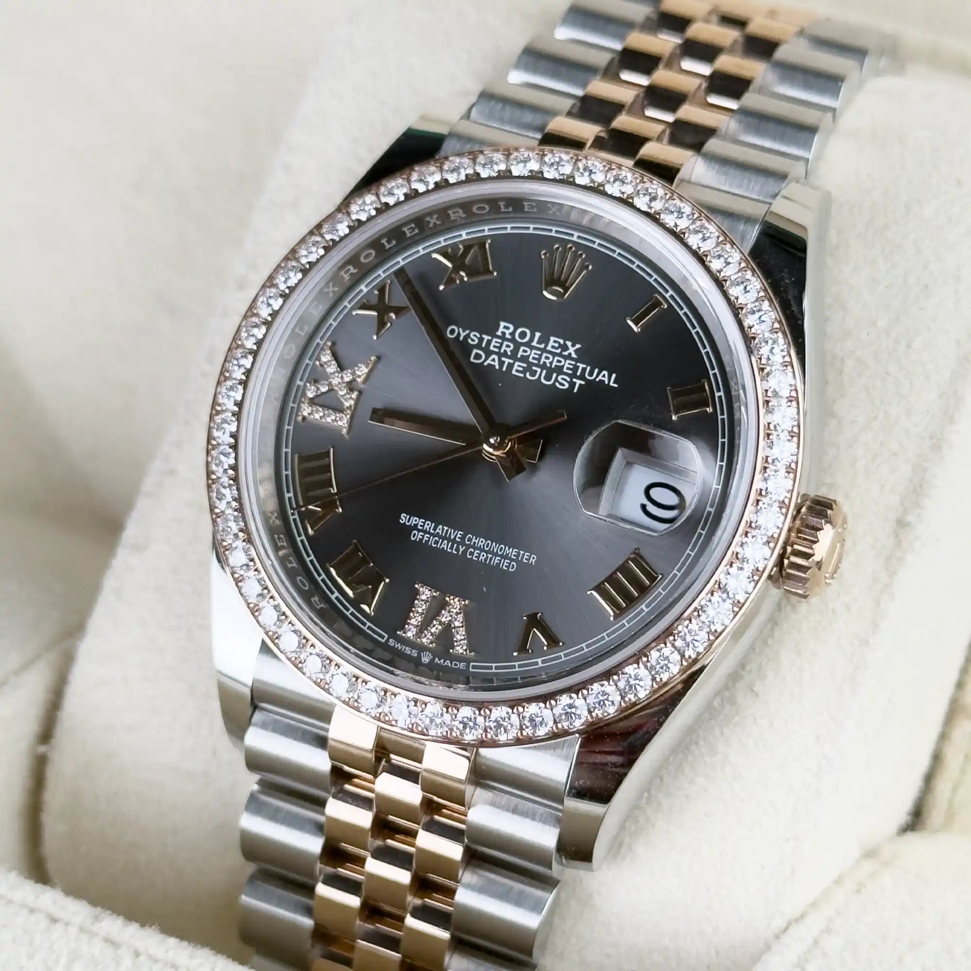 Rolex Datejust 36 Slate Diamond Oystersteel Rose Gold Jubilee 126281RBR - Right