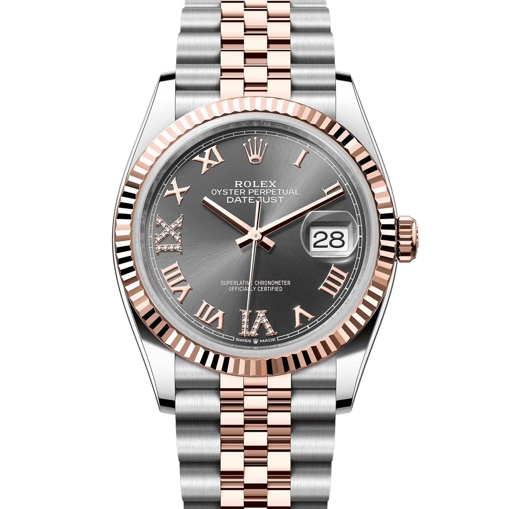Rolex Datejust 36 Slate Roman Diamond Oystersteel Rose Gold Jubilee 126231
