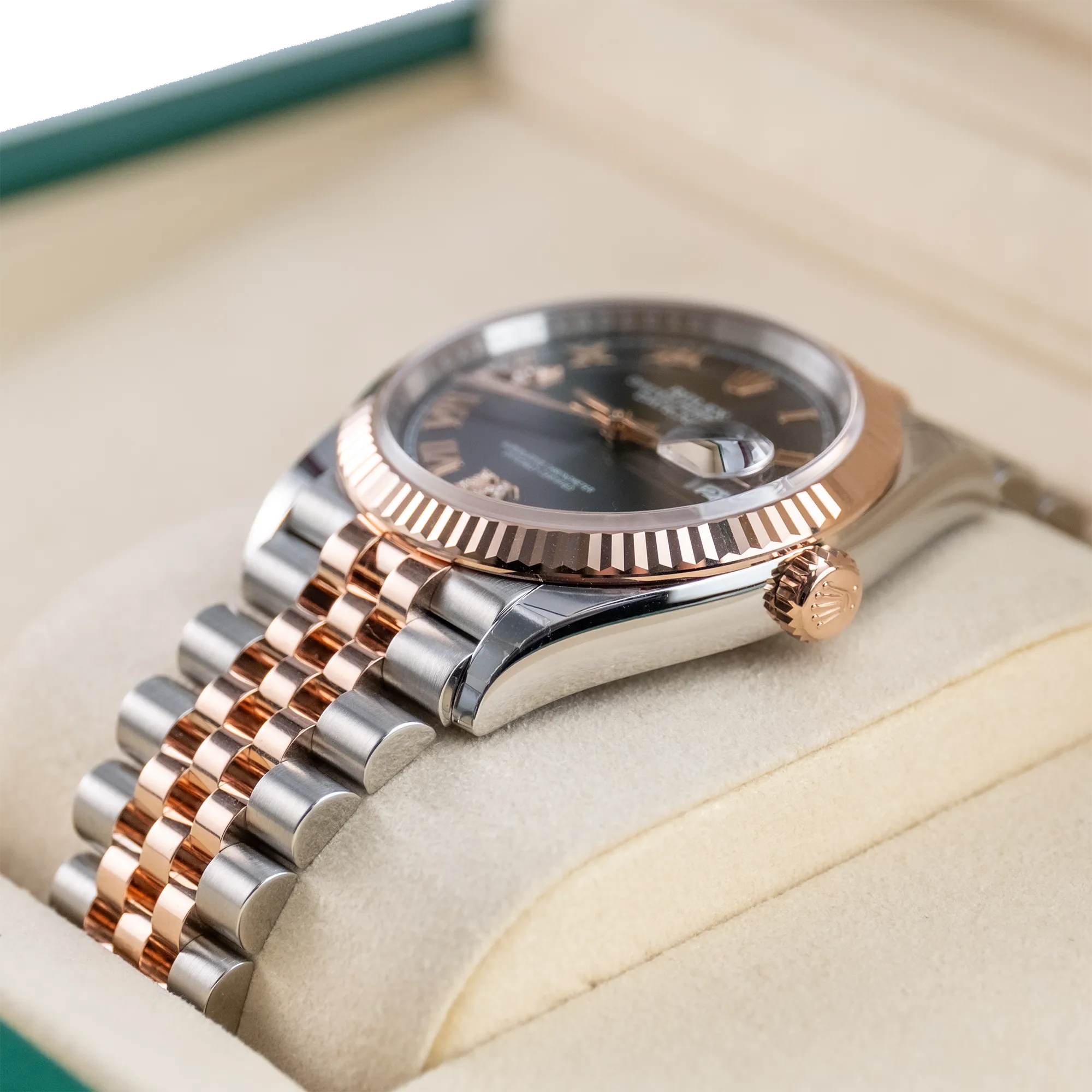 Rolex Datejust 36 Slate Roman Diamond Oystersteel Rose Gold Jubilee 126231 - Right