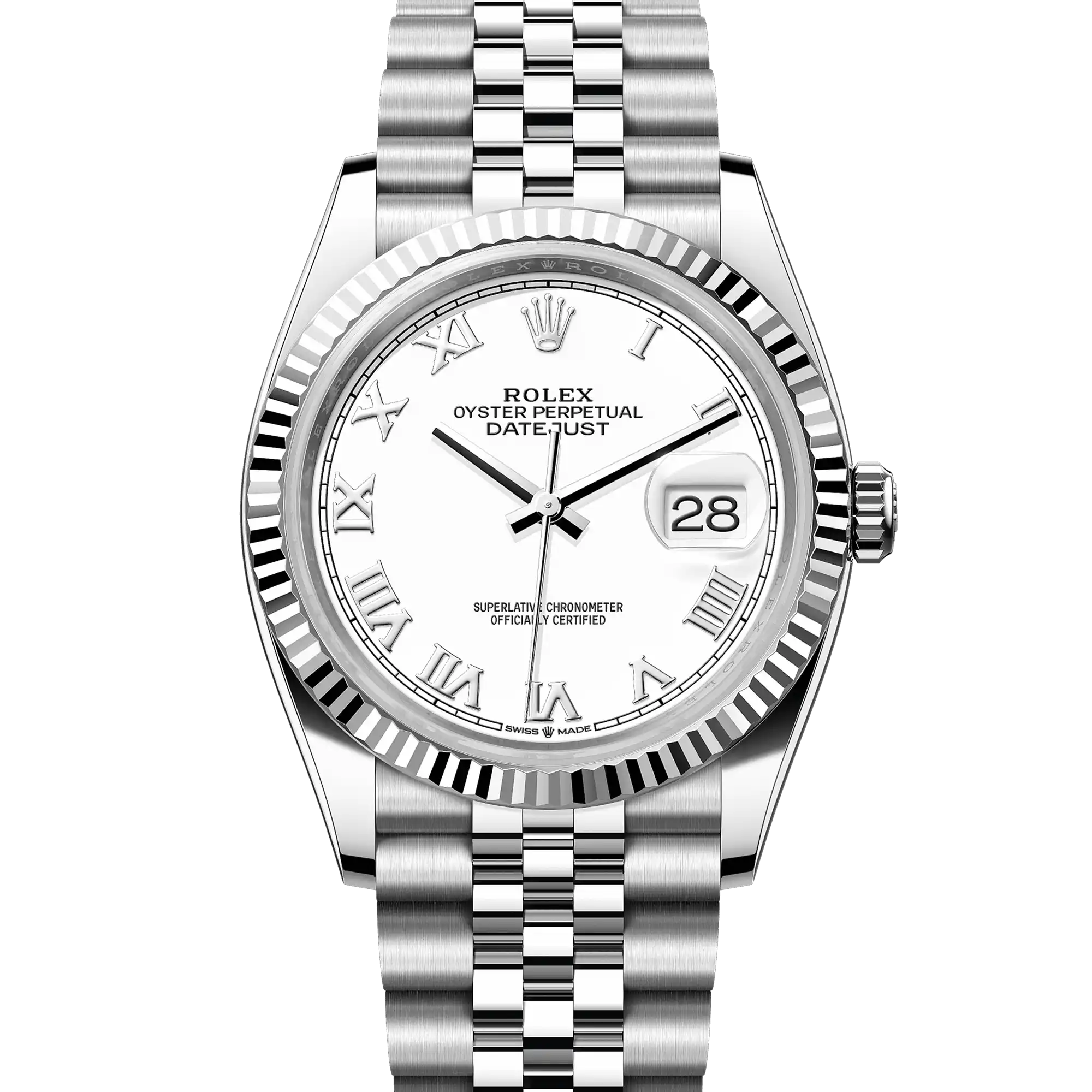 Rolex Datejust 36 White Roman Oystersteel White Gold Jubilee 126234